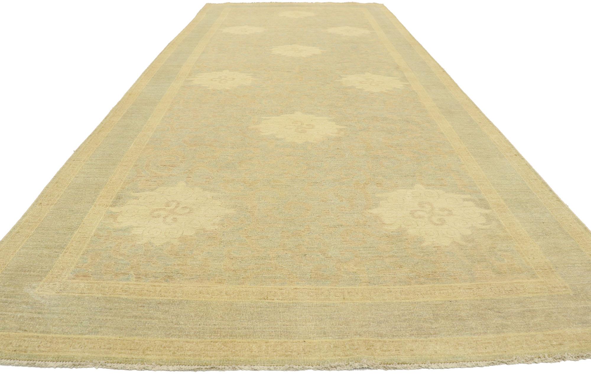 Pakistani New Contemporary Khotan Gallery Rug with Transitional Cottage Style For Sale