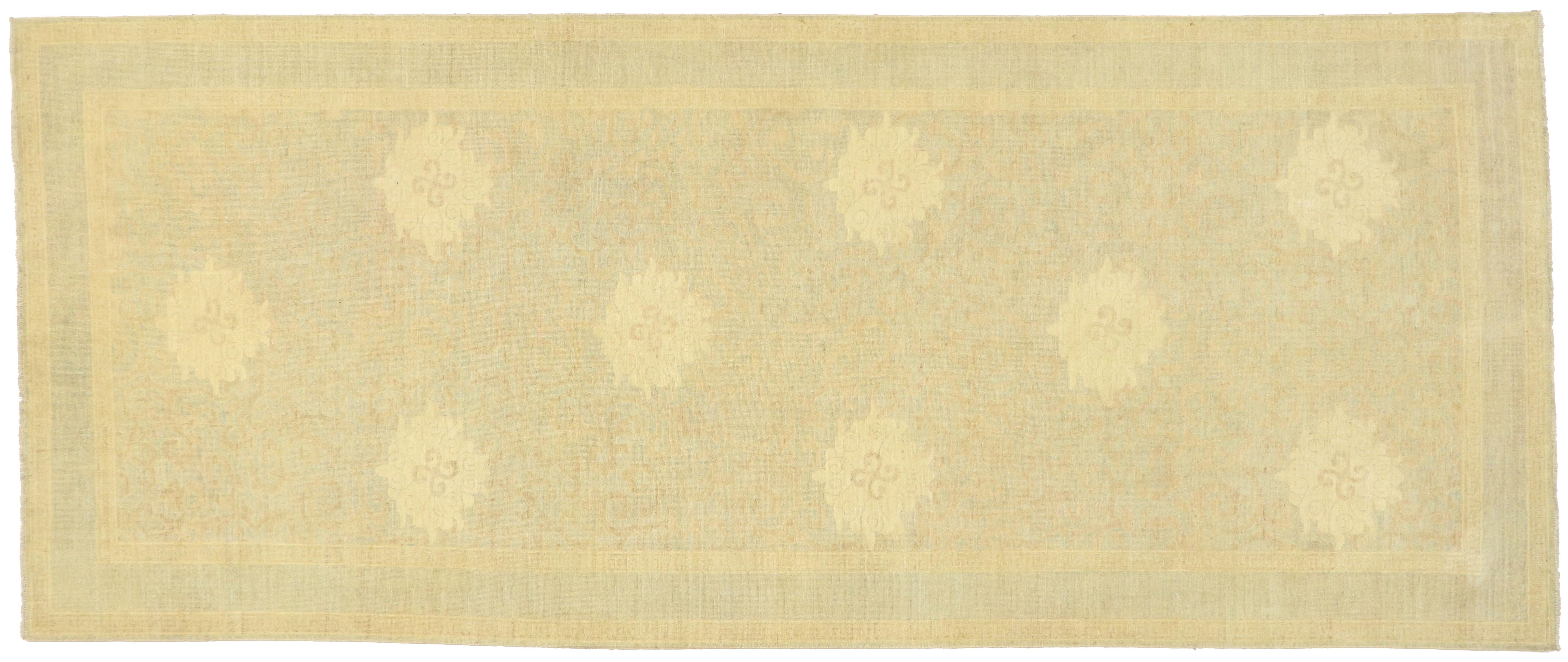 New Contemporary Khotan Gallery Rug with Transitional Cottage Style For Sale 3