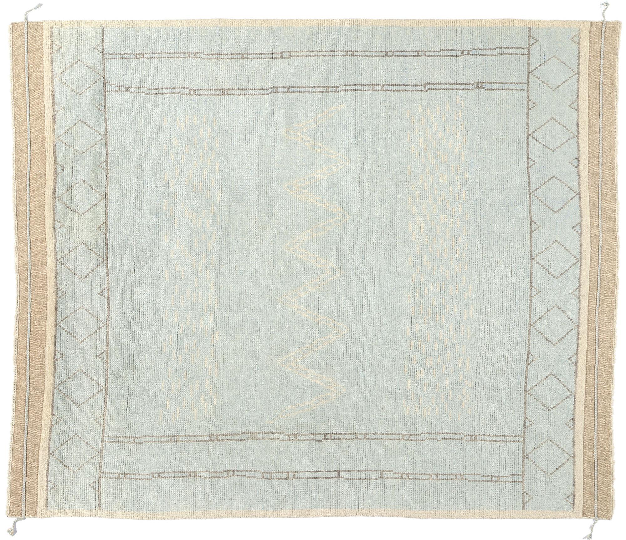 New Contemporary Light Blue Moroccan Rug, Tribal Allure Meets Cozy Boho Chic For Sale 3
