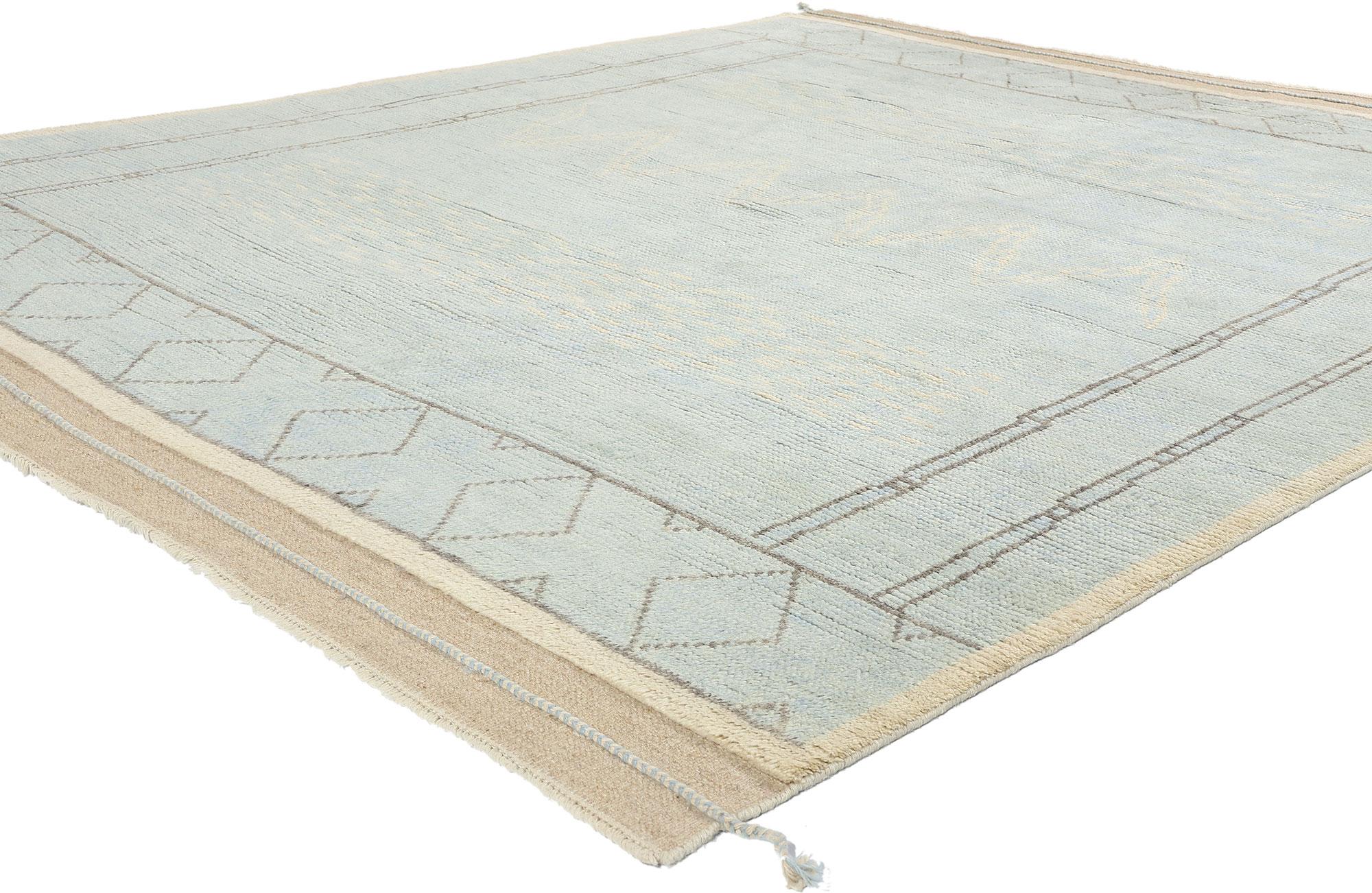 31244 Light Blue Bohemian Moroccan Rug, 08'01 x 09'09. Indian Moroccan rugs seamlessly blend tribal patterns, geometric shapes, and captivating motifs that epitomize Moroccan rug craftsmanship. Handcrafted in India, these Moroccan-style rugs are