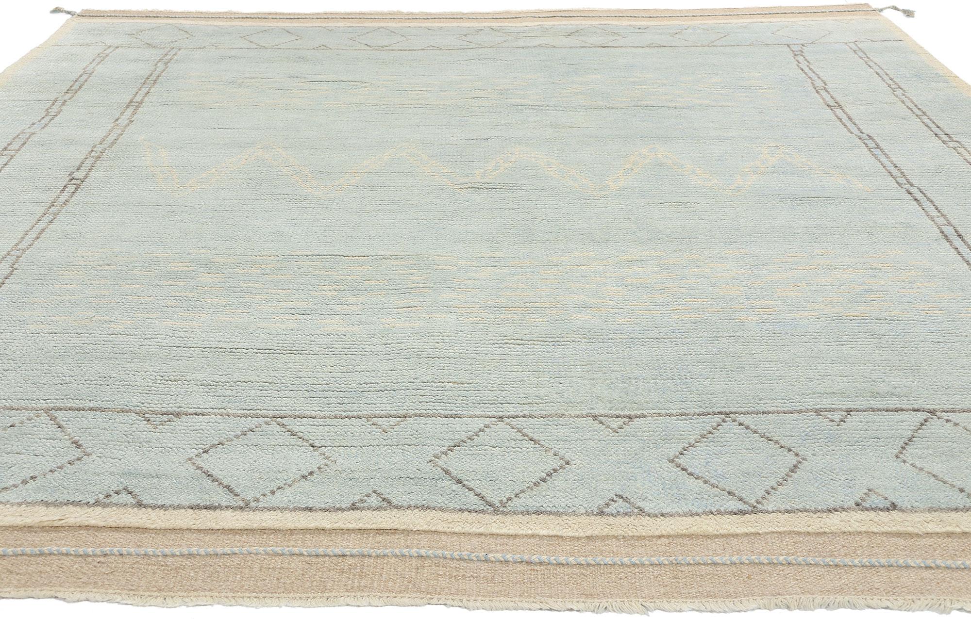 Bohemian New Contemporary Light Blue Moroccan Rug, Tribal Allure Meets Cozy Boho Chic For Sale