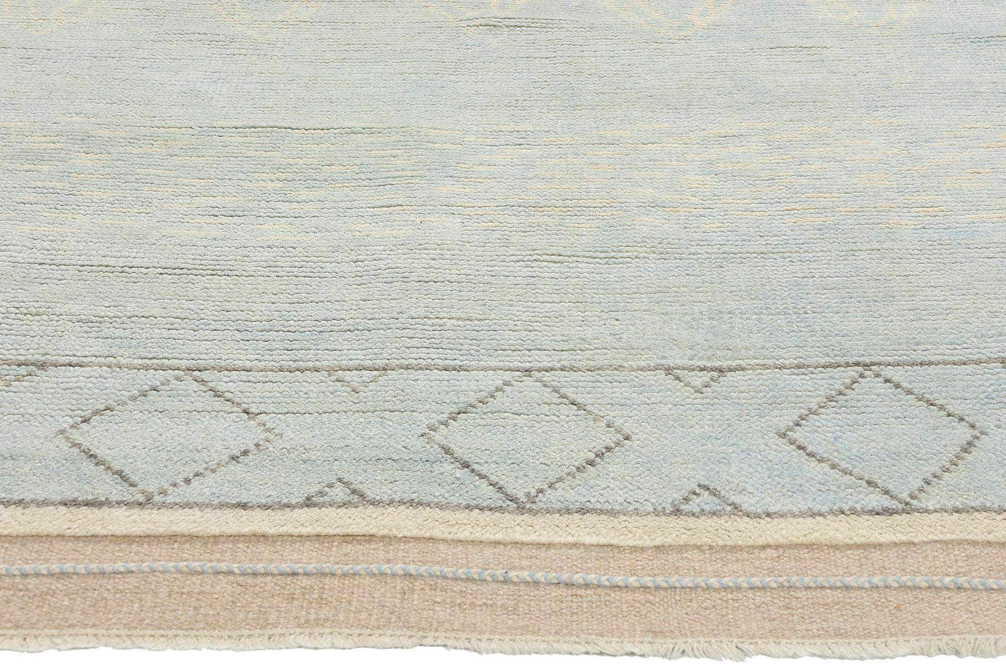 Indian New Contemporary Light Blue Moroccan Rug, Tribal Allure Meets Cozy Boho Chic For Sale