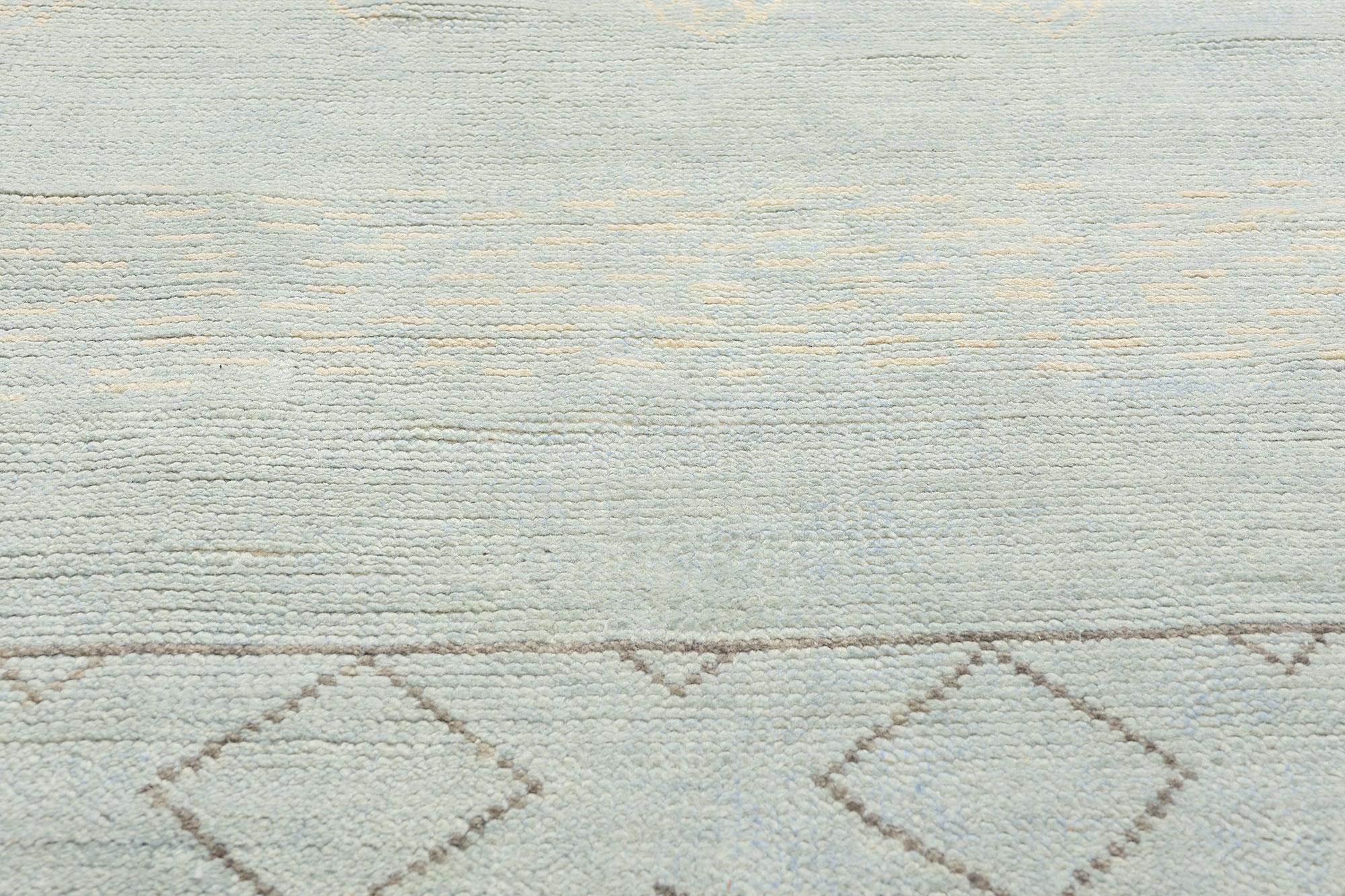 Hand-Knotted New Contemporary Light Blue Moroccan Rug, Tribal Allure Meets Cozy Boho Chic For Sale