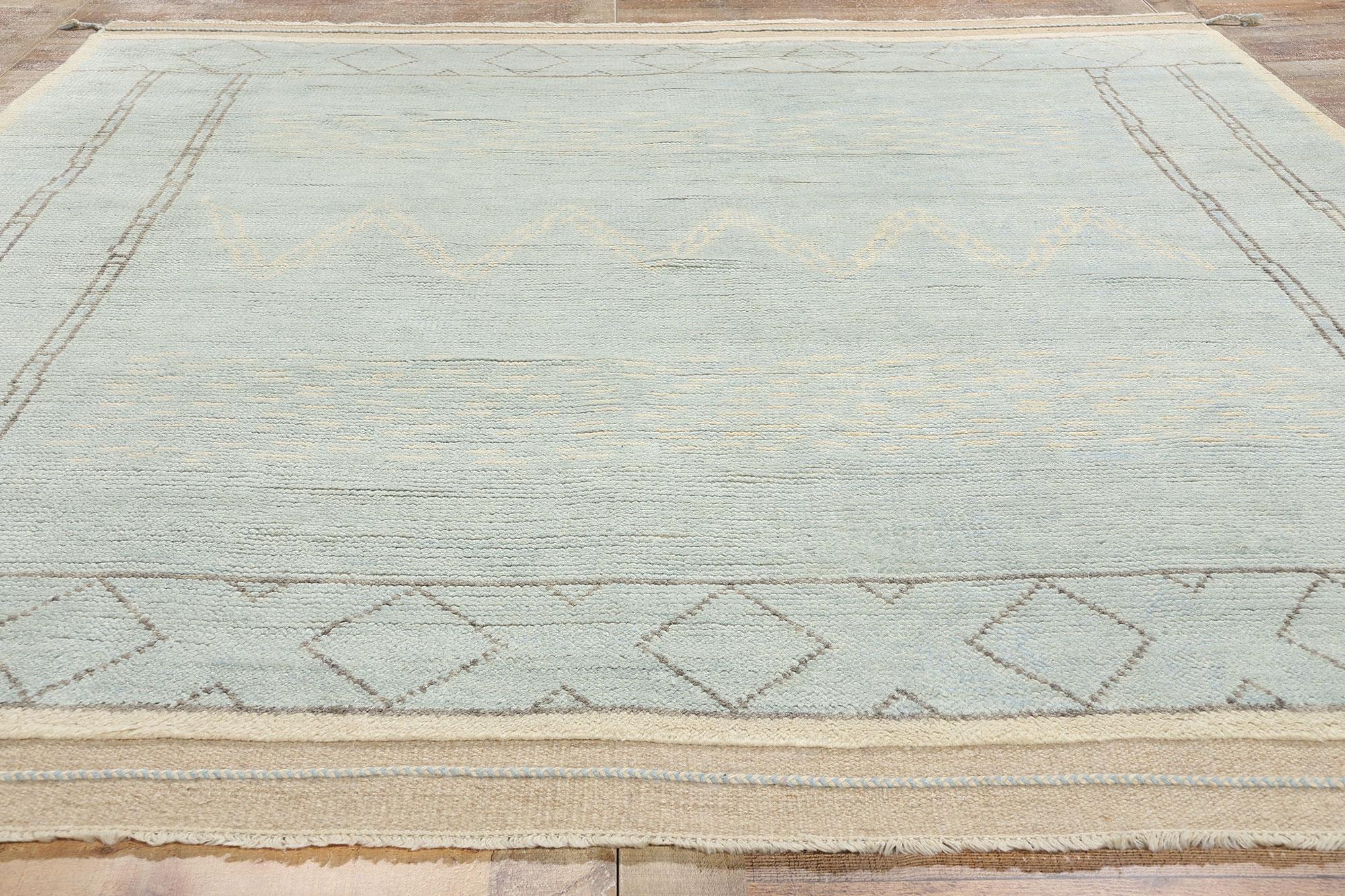 New Contemporary Light Blue Moroccan Rug, Tribal Allure Meets Cozy Boho Chic For Sale 1