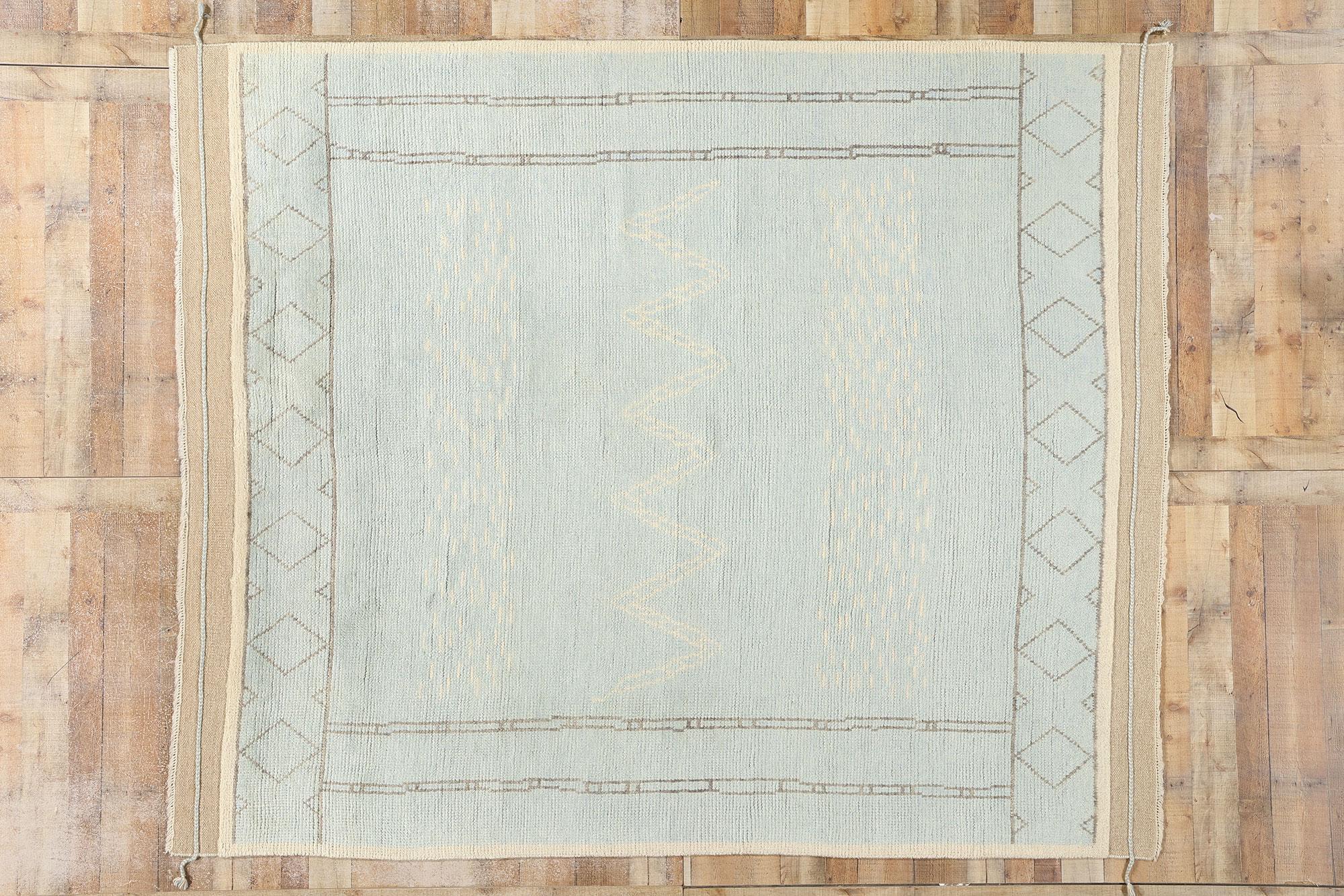 New Contemporary Light Blue Moroccan Rug, Tribal Allure Meets Cozy Boho Chic For Sale 2