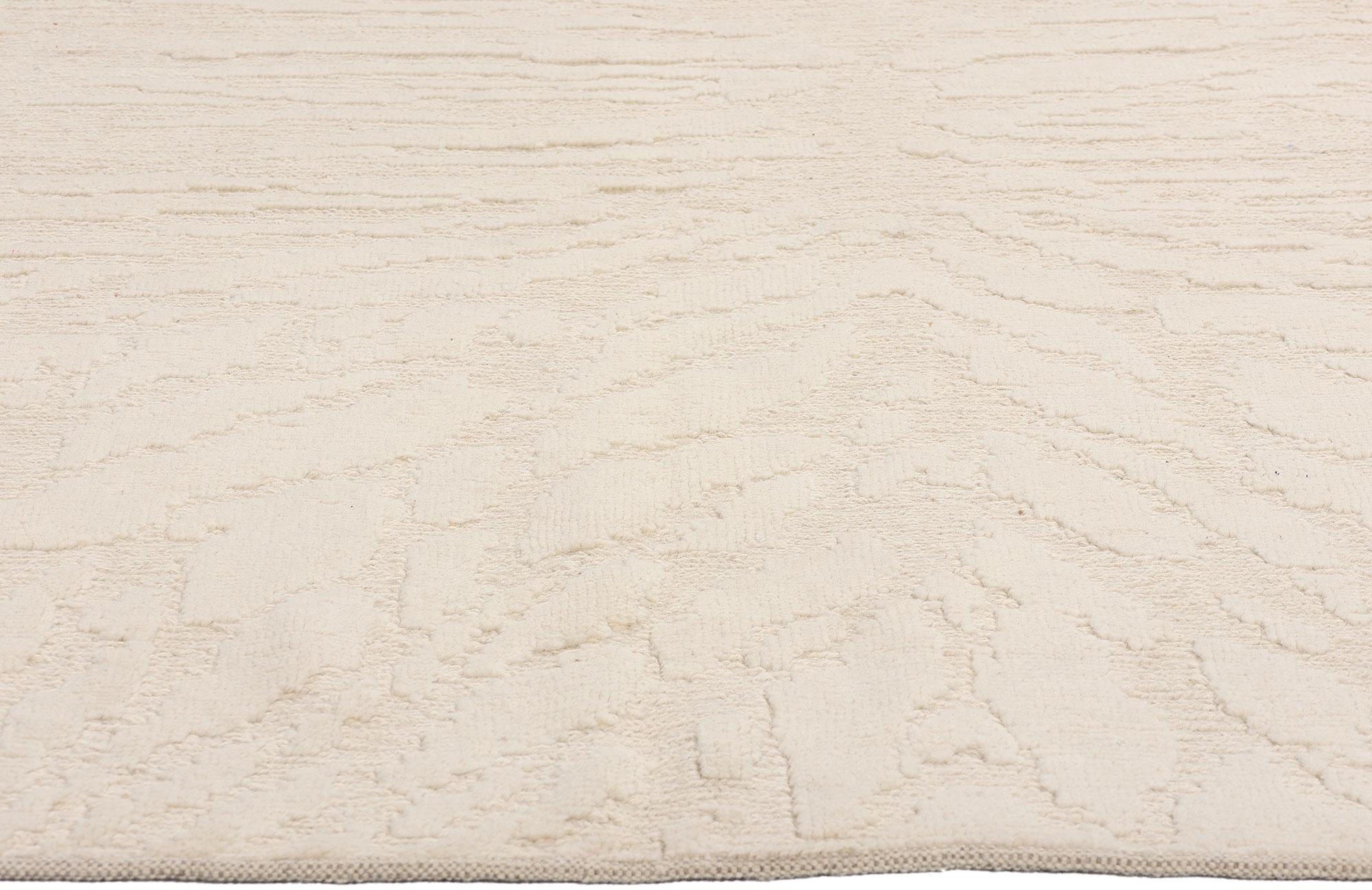 Pakistani New Contemporary Minimalist Shibui Soumak Textured High-Low Carpet For Sale