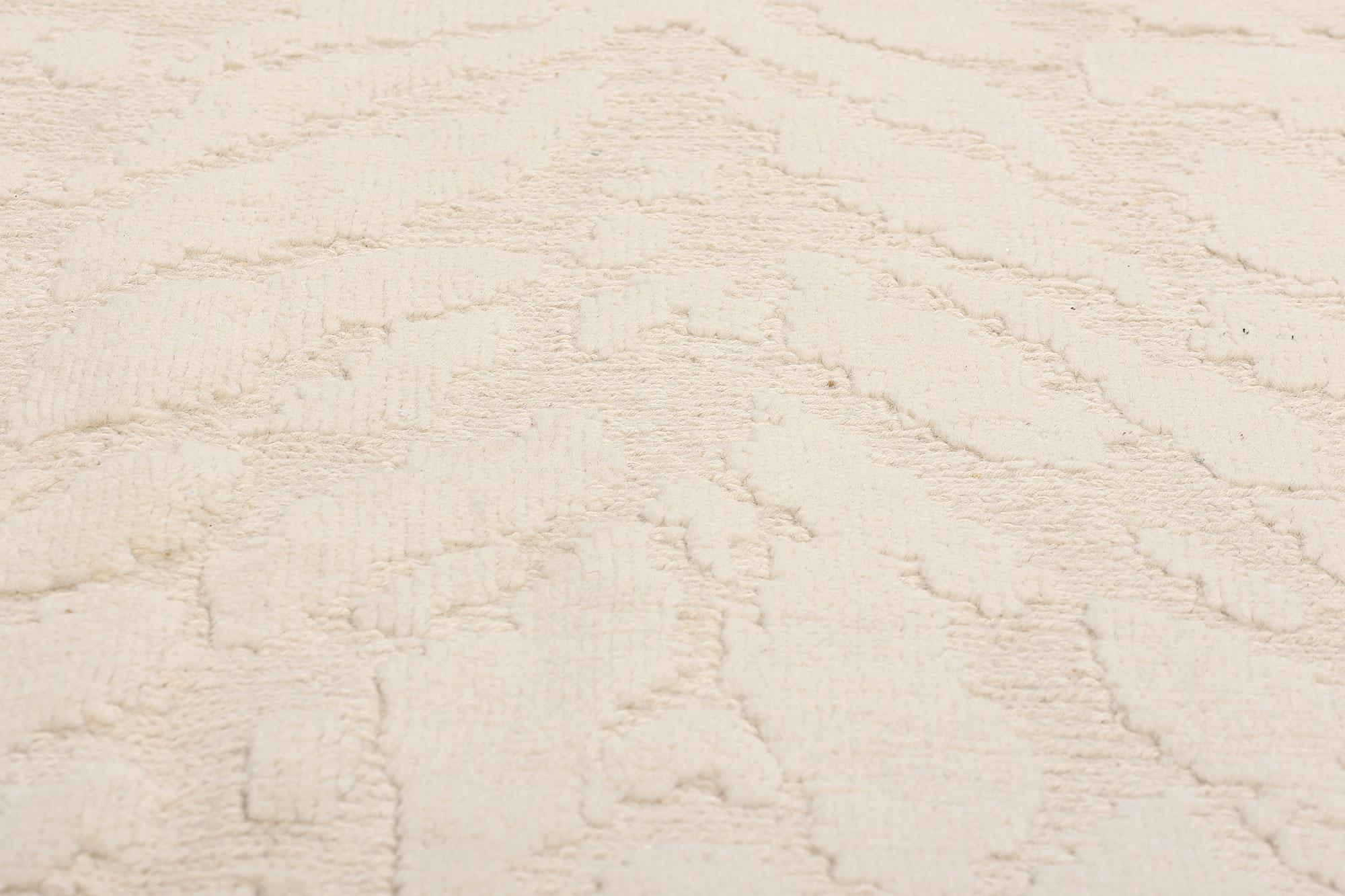 Hand-Knotted New Contemporary Minimalist Shibui Soumak Textured High-Low Carpet For Sale