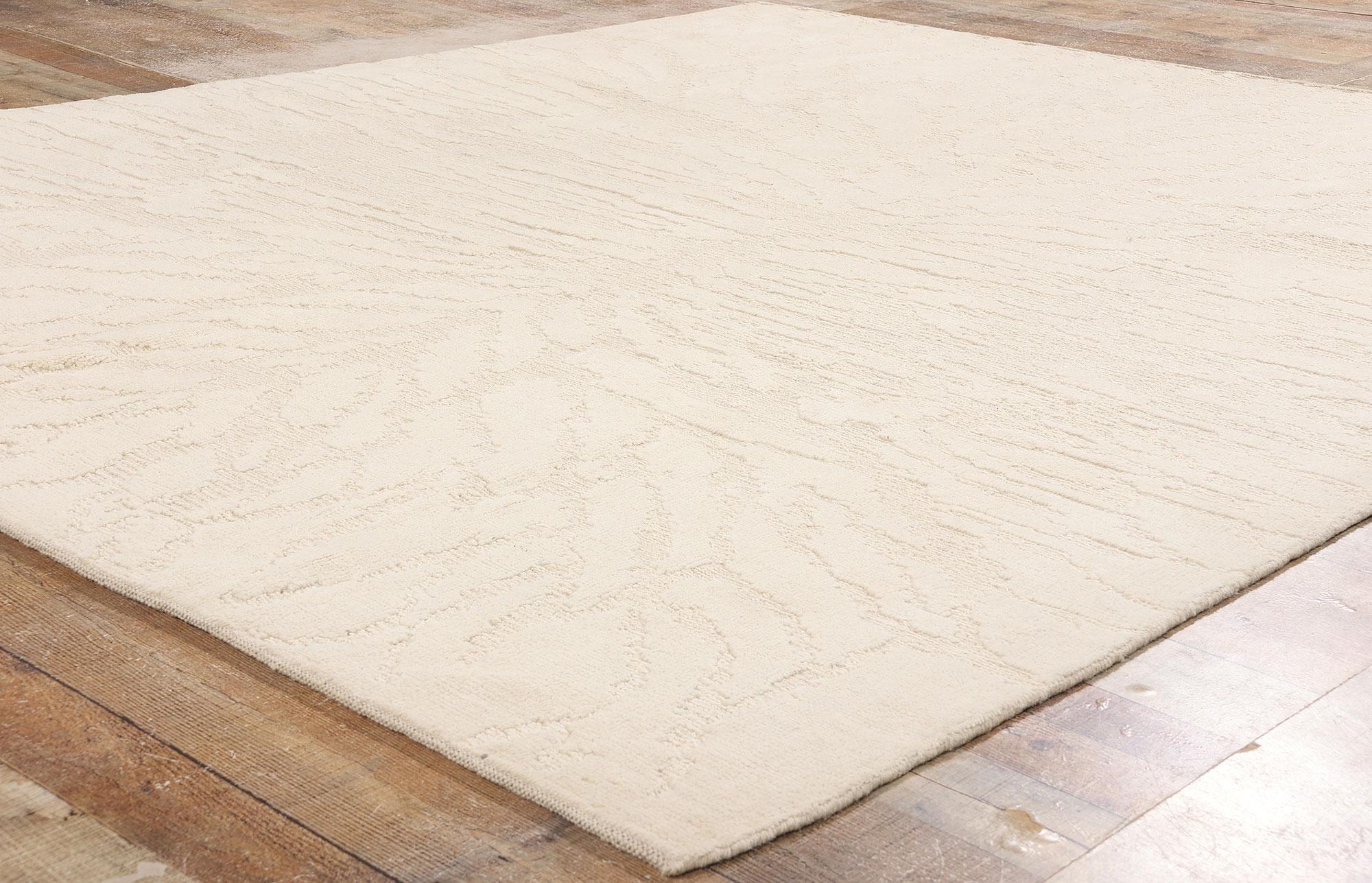 Wool New Contemporary Minimalist Shibui Soumak Textured High-Low Carpet For Sale