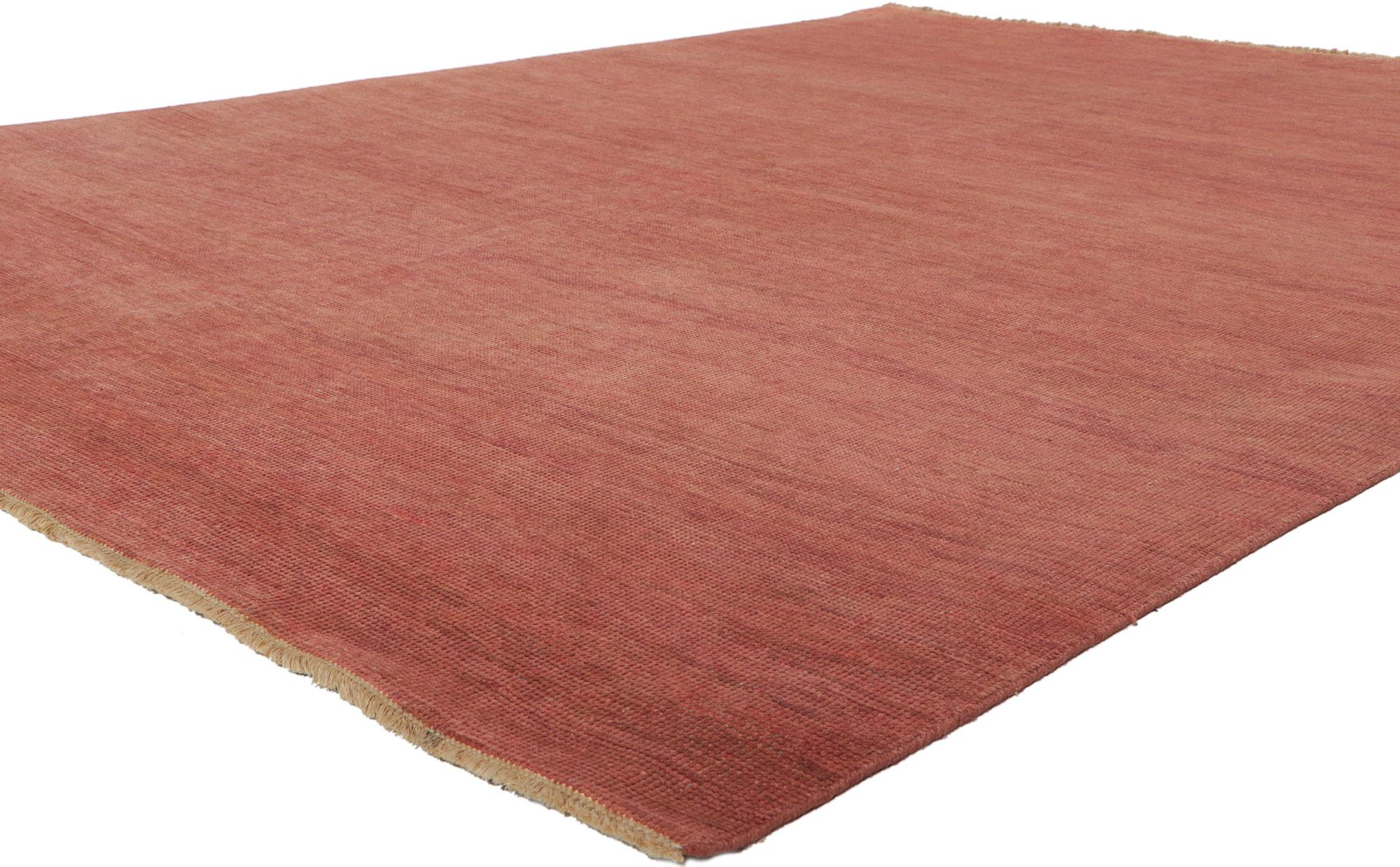 30861 New Contemporary Modern area, 07.08 x 10.01. Effortless, elegant, and casual meets the eye in this contemporary modern area rug. It features rustic red hues and softly gradated striations running selvage to selvage blending seamlessly from one