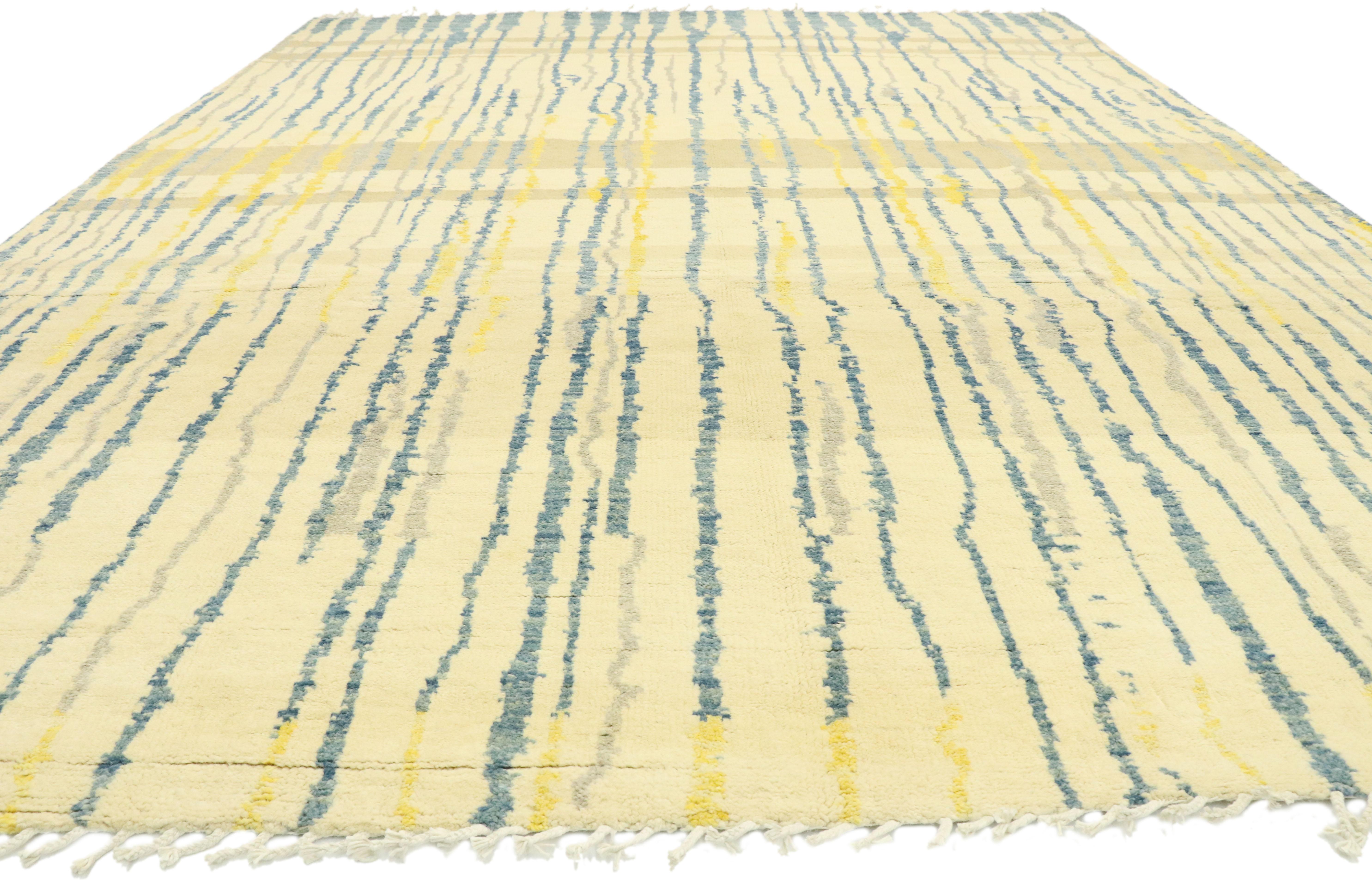 Expressionist New Contemporary Moroccan Style Rug with Abstract Linear Design For Sale