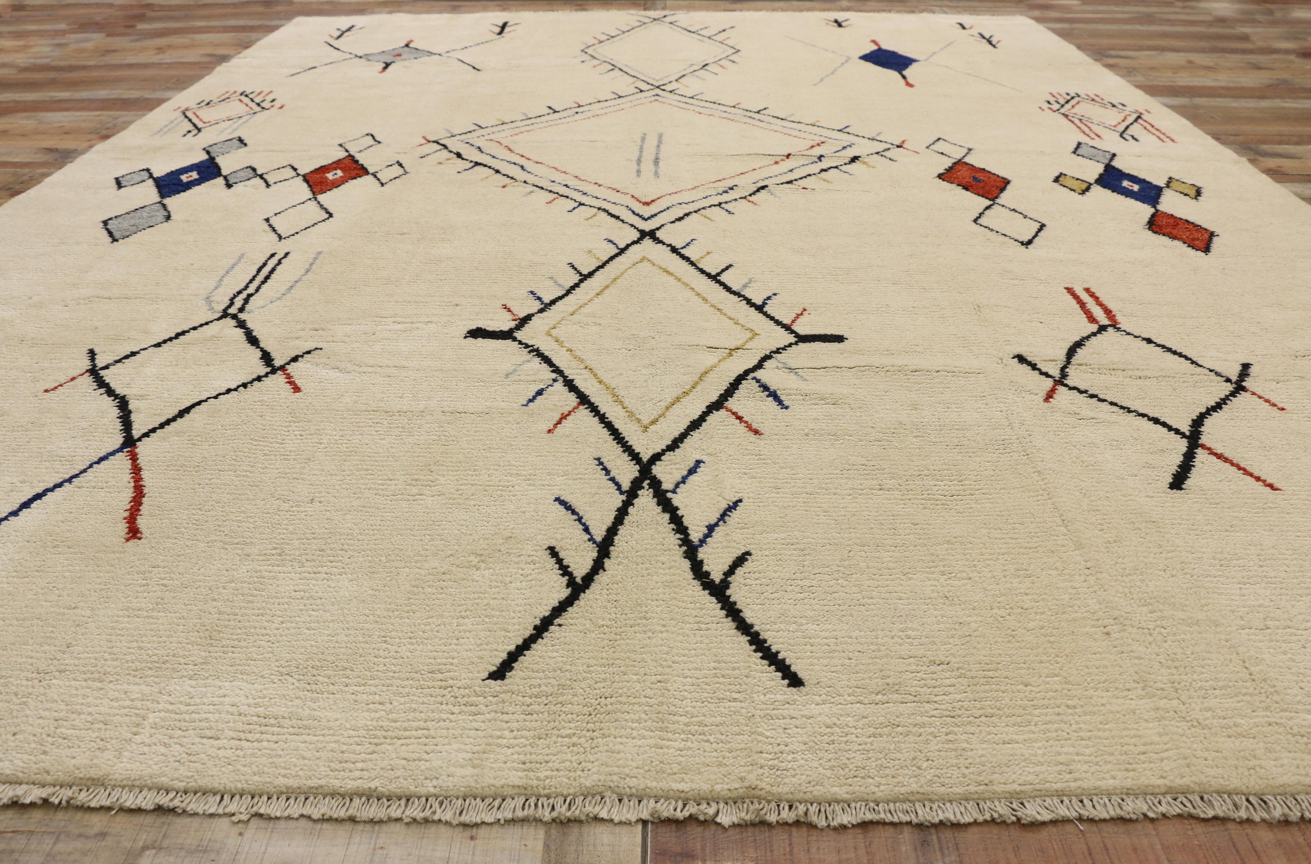 New Contemporary Moroccan Area Rug with Adirondack and Nomadic Tribal Style In New Condition In Dallas, TX