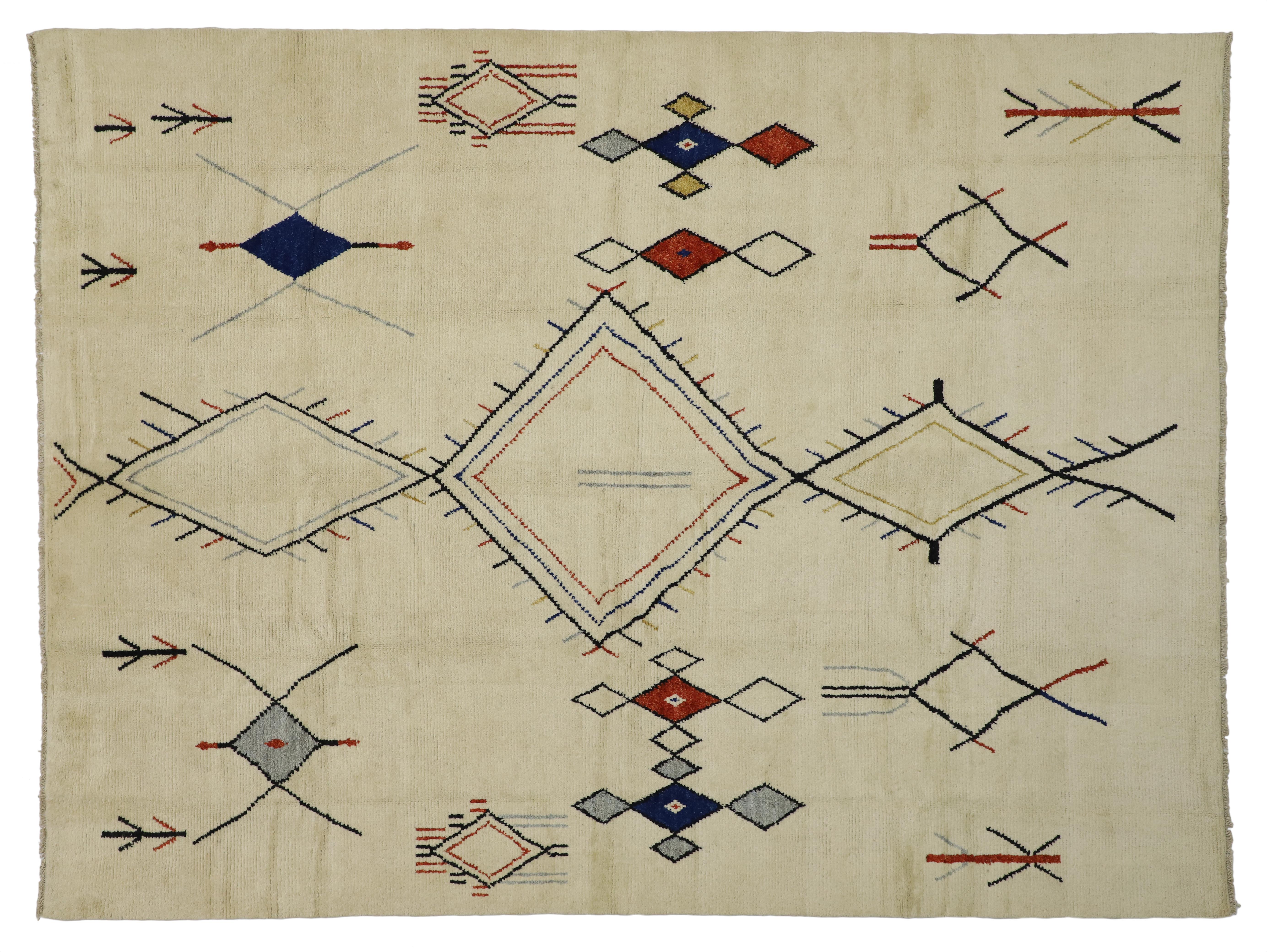 New Contemporary Moroccan Area Rug with Adirondack and Nomadic Tribal Style 1