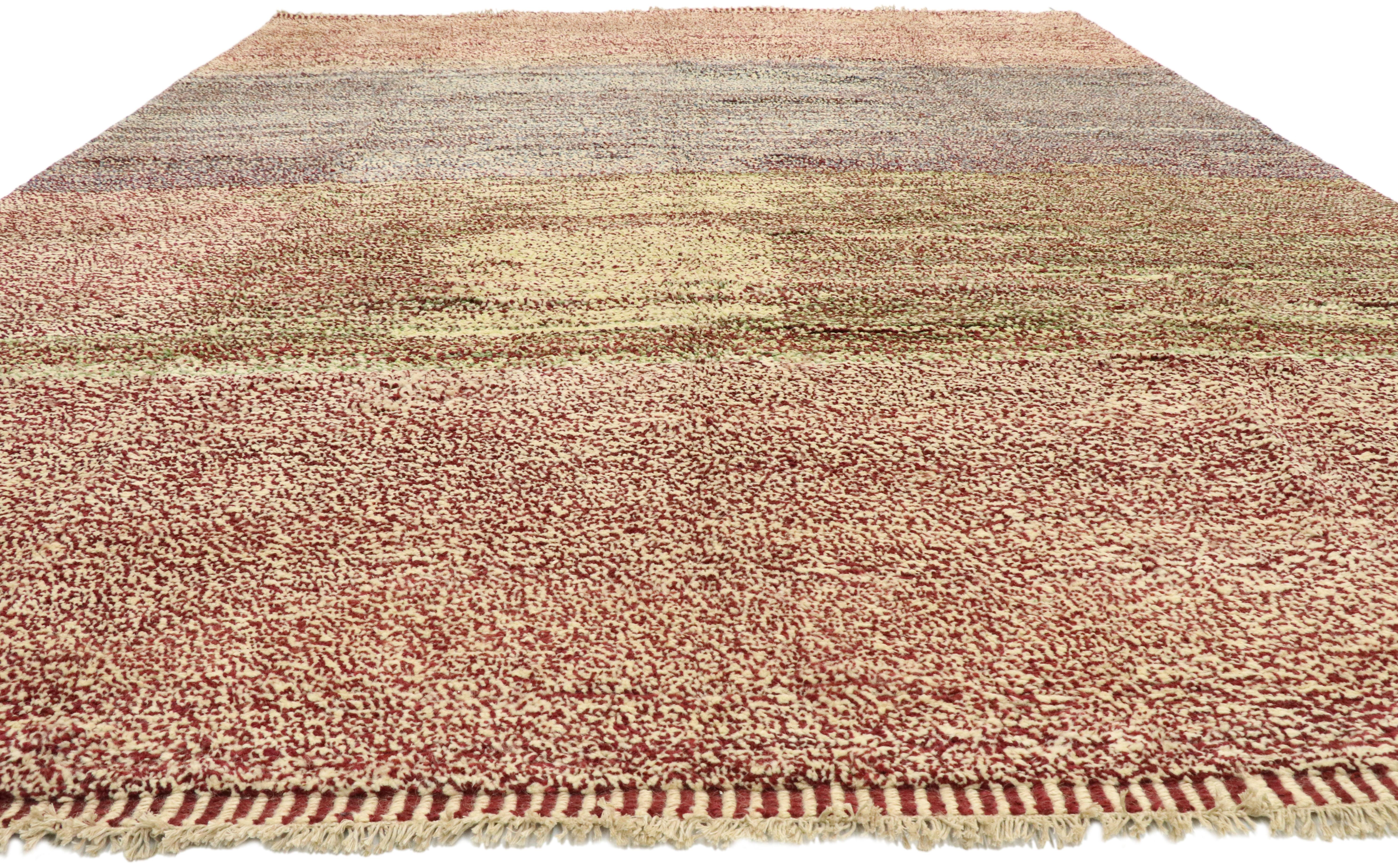 Bohemian Abstract Moroccan Rug, Wabi-Sabi Meets Expressionist Style For Sale