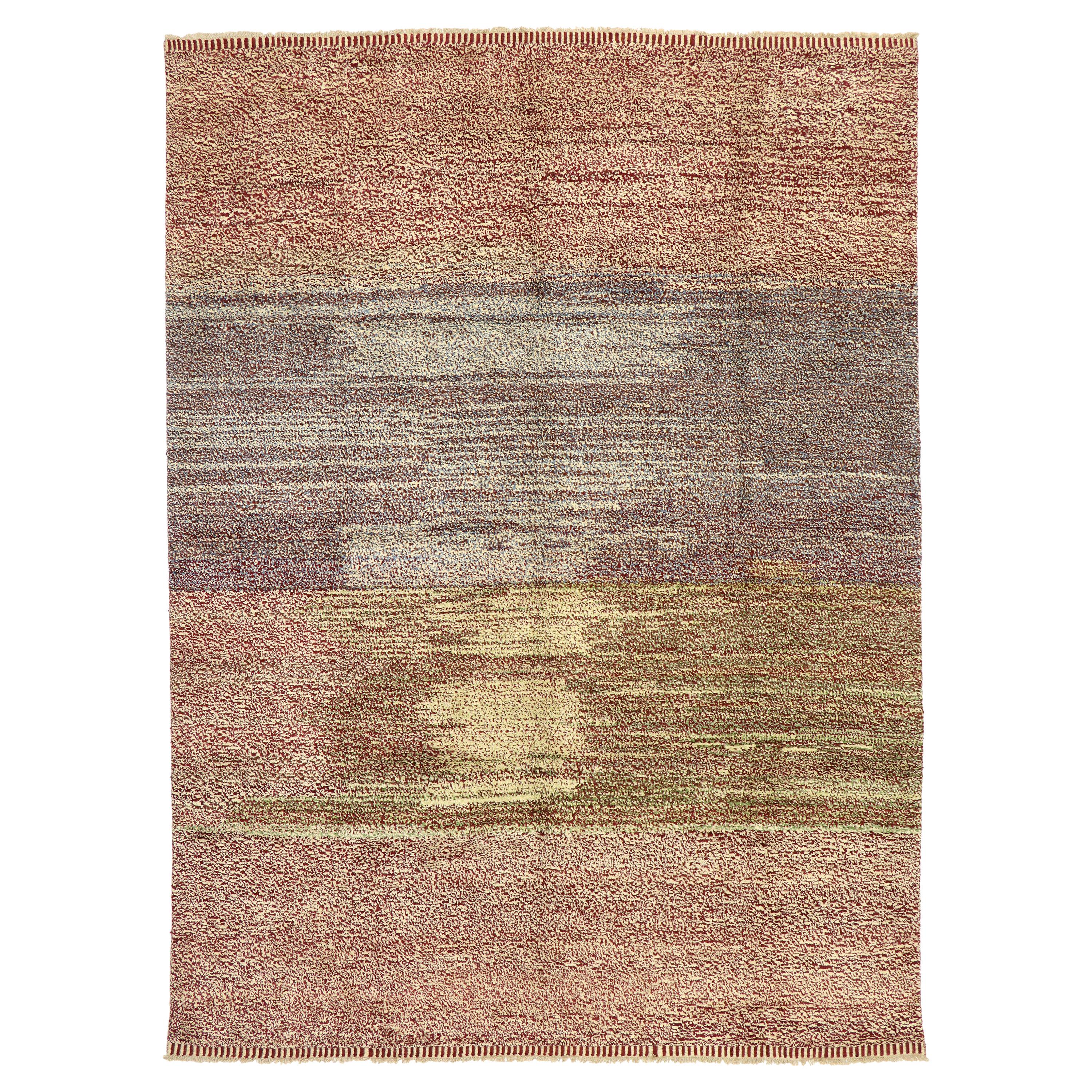 Abstract Moroccan Rug, Wabi-Sabi Meets Expressionist Style For Sale