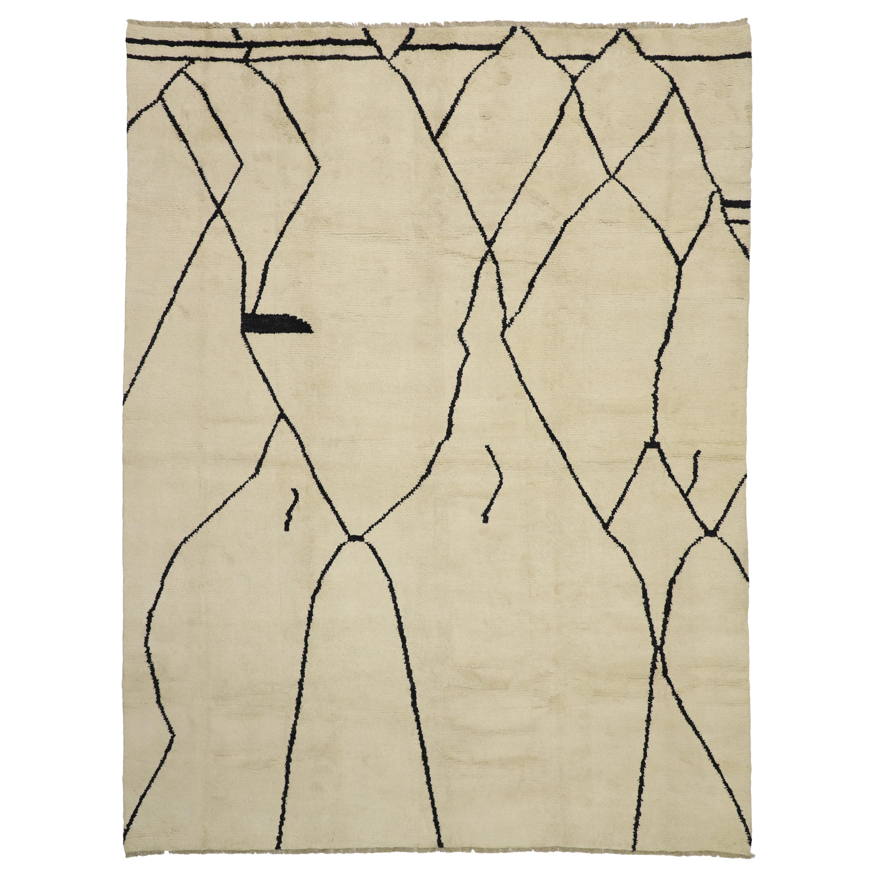 Nuovo Tappeto marocchino contemporaneo con design Art Line e stile tribale
