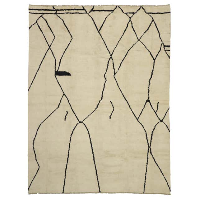 New Contemporary Moroccan Area Rug with Line Art Design and Tribal ...
