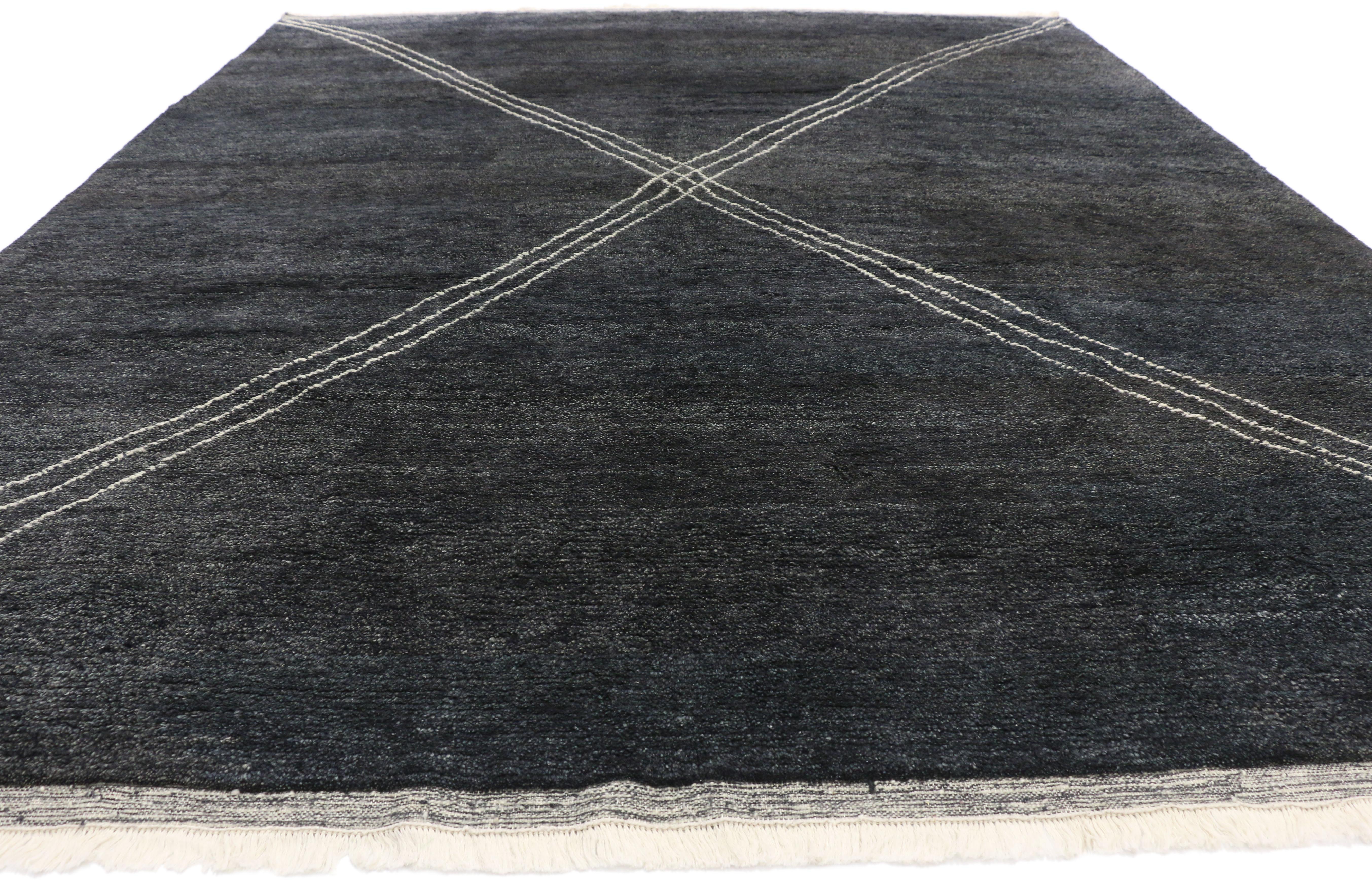 Industrial New Contemporary Moroccan Area Rug with Luxe Modernist Style