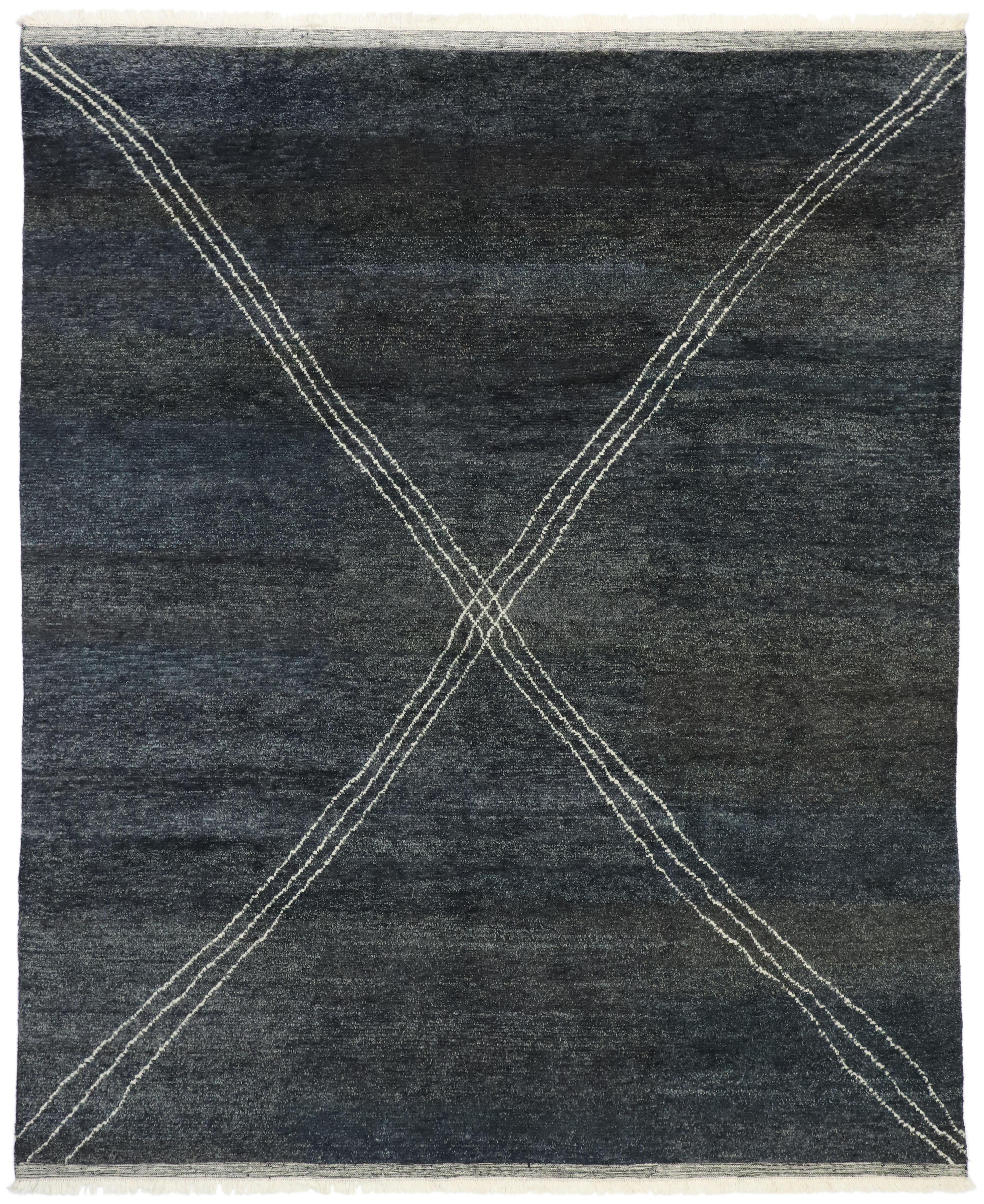 New Contemporary Moroccan Area Rug with Luxe Modernist Style 1