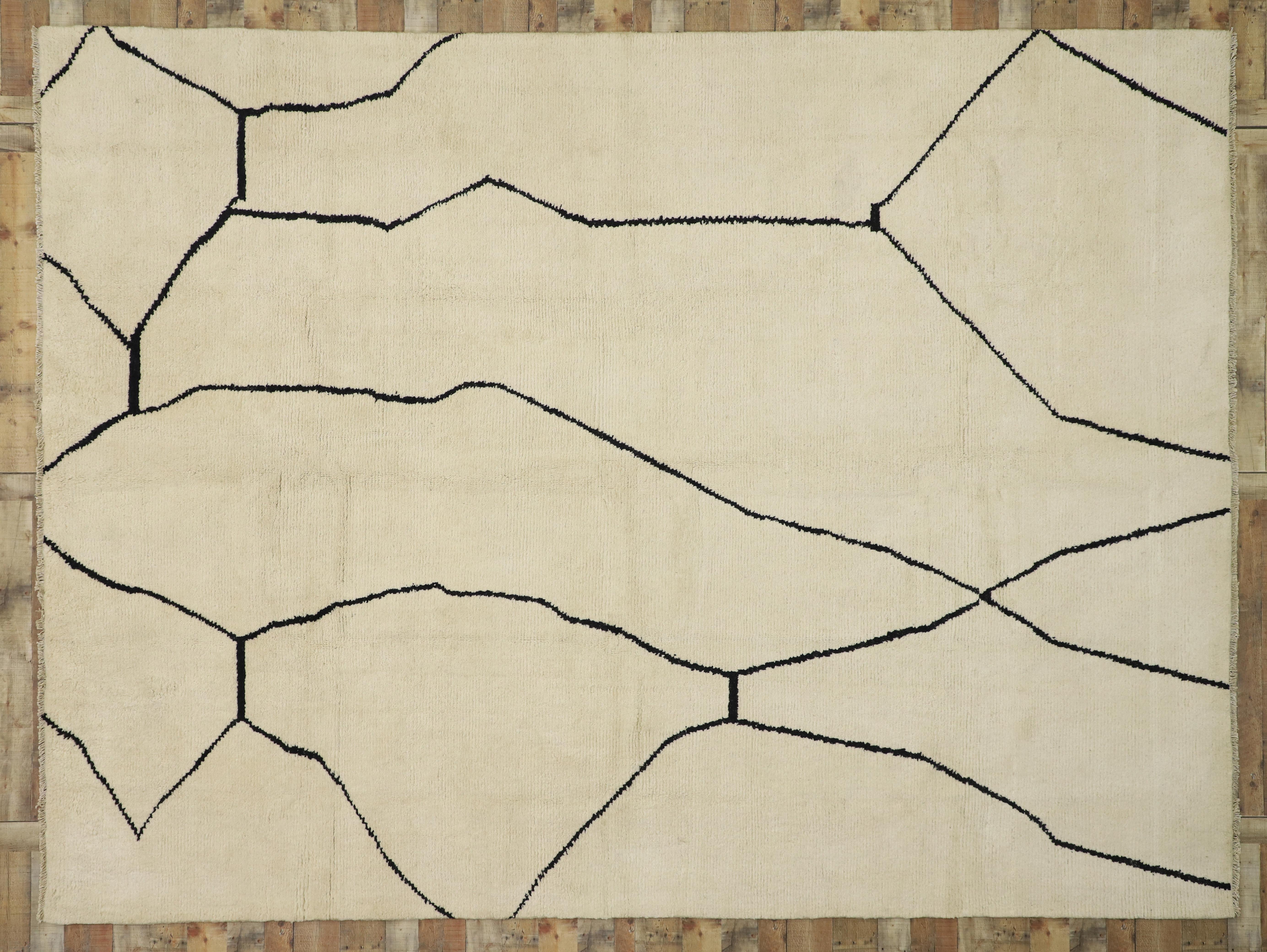 New Contemporary Moroccan Area Rug with Metamorphic Design and Modern Style For Sale 1