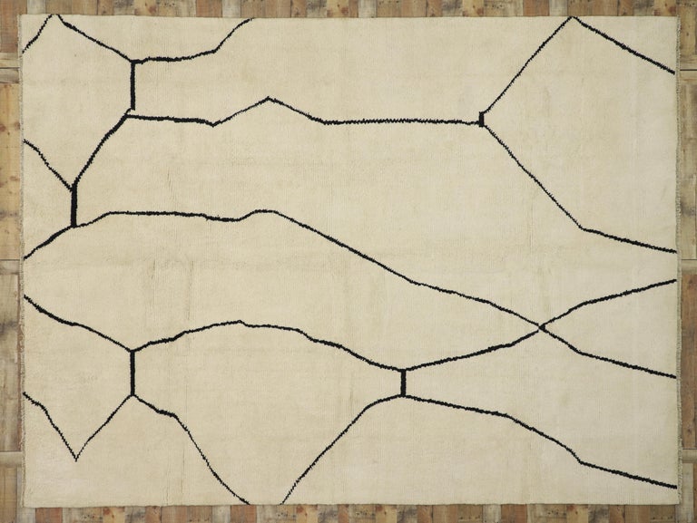 New Contemporary Moroccan Area Rug with Metamorphic Design and Modern ...
