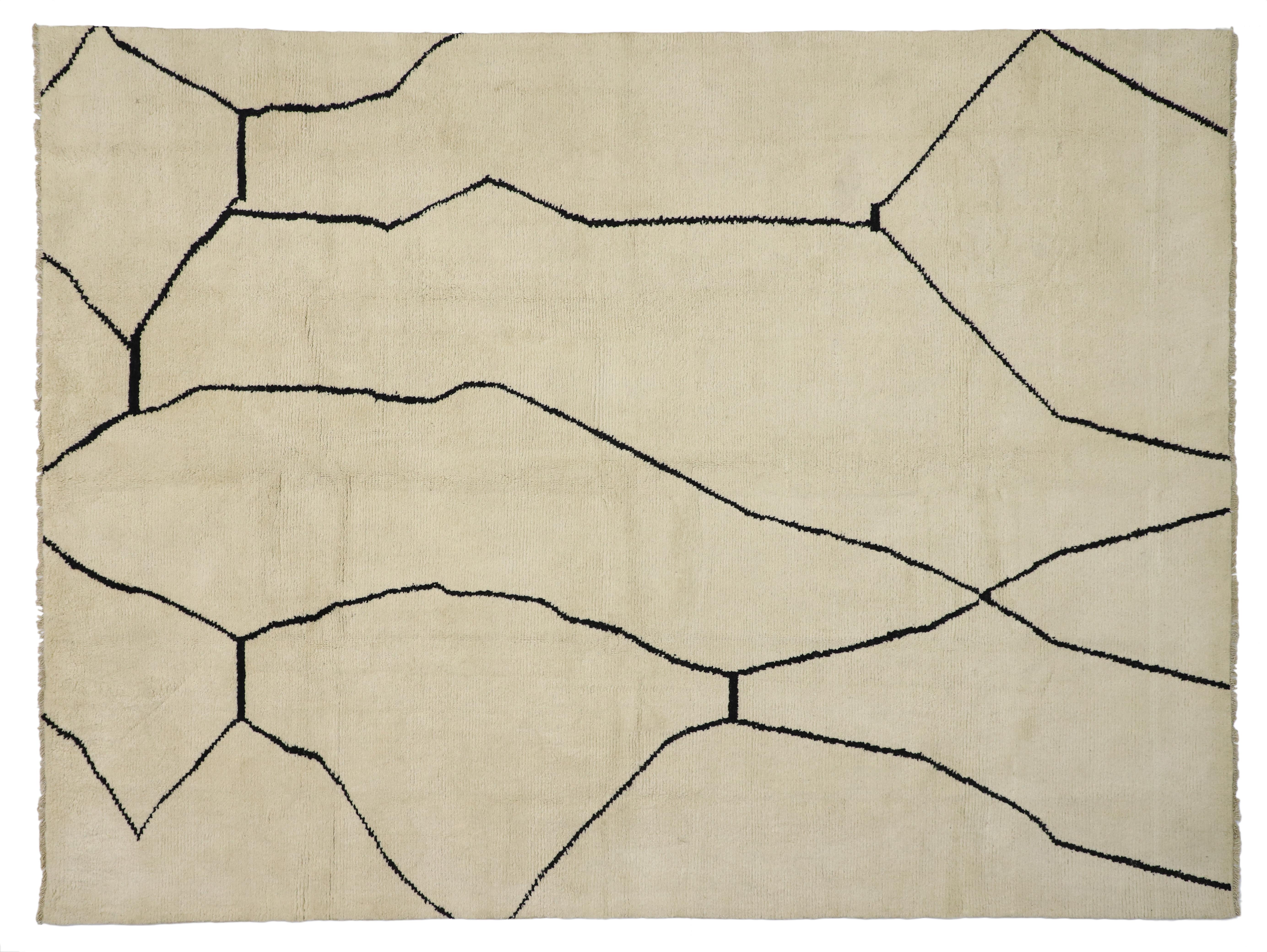 New Contemporary Moroccan Area Rug with Metamorphic Design and Modern Style For Sale 2