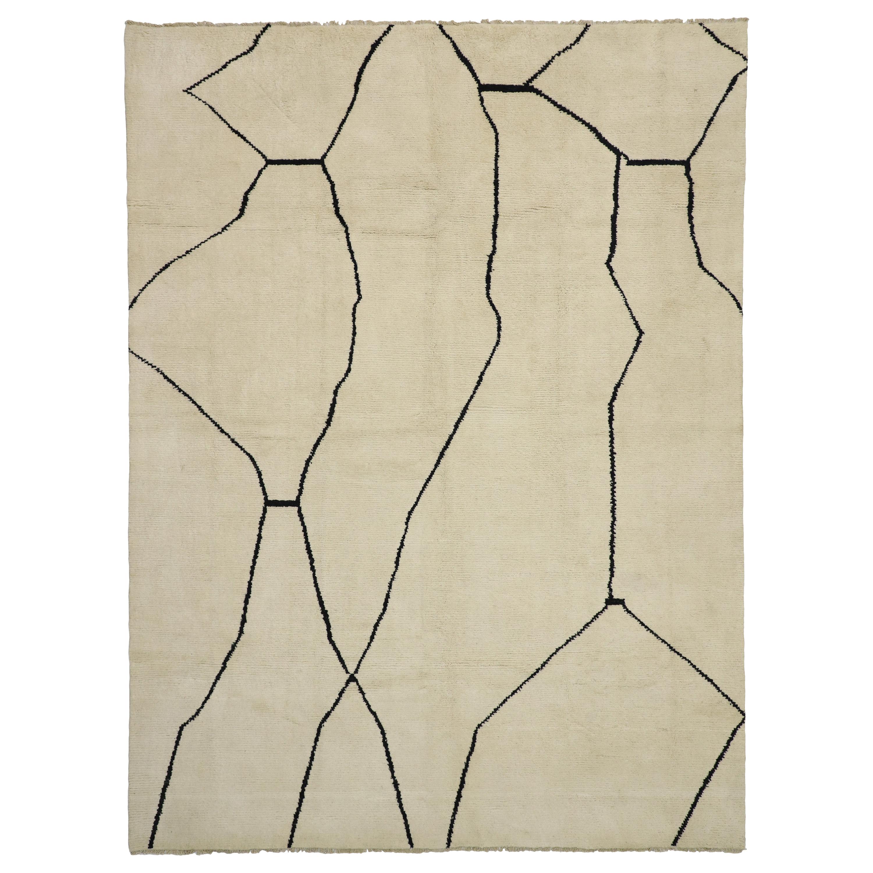 New Contemporary Moroccan Area Rug with Metamorphic Design and Modern Style For Sale