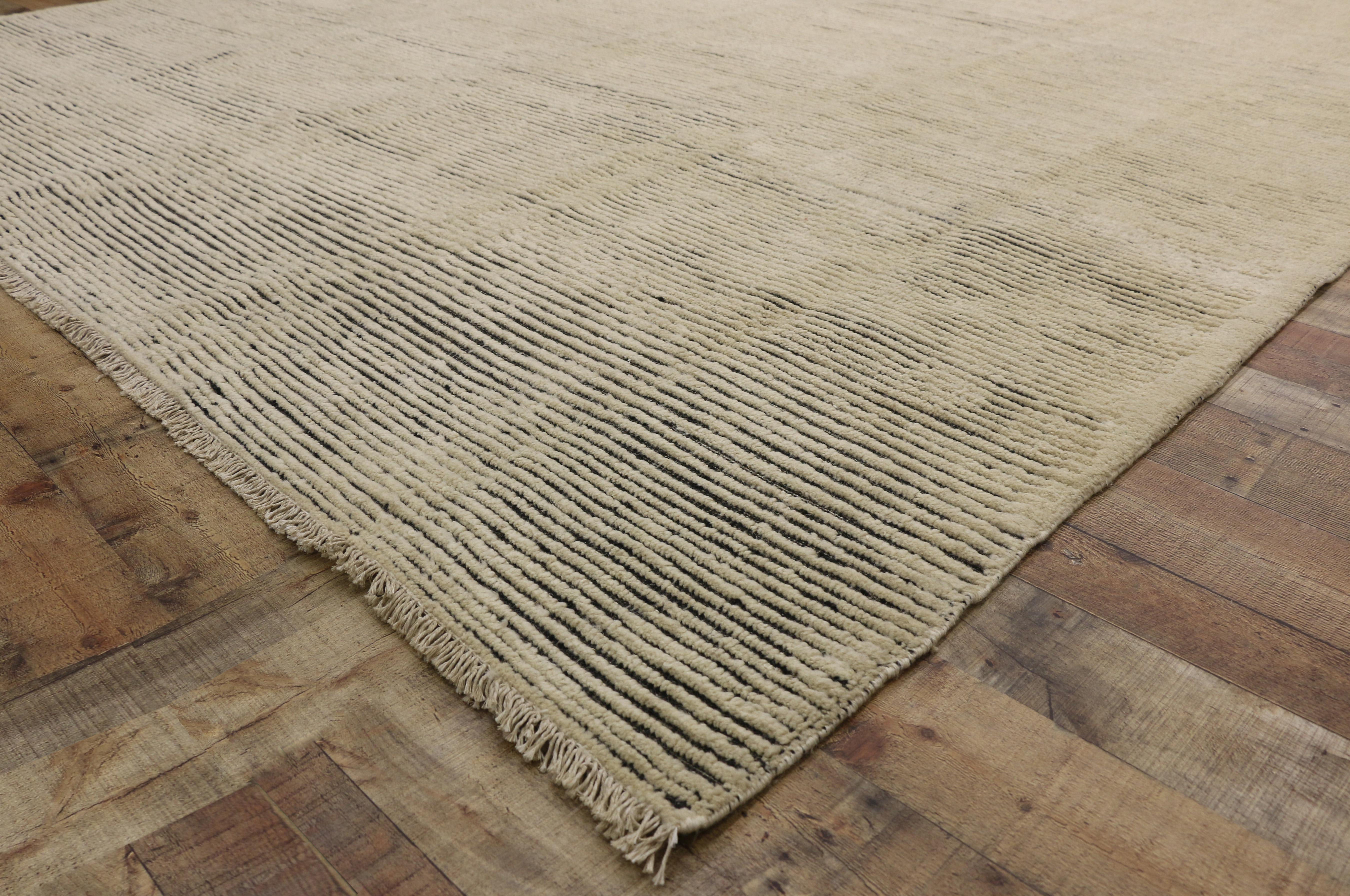 Wool New Contemporary Moroccan Area Rug with Minimalist Organic Modern Style
