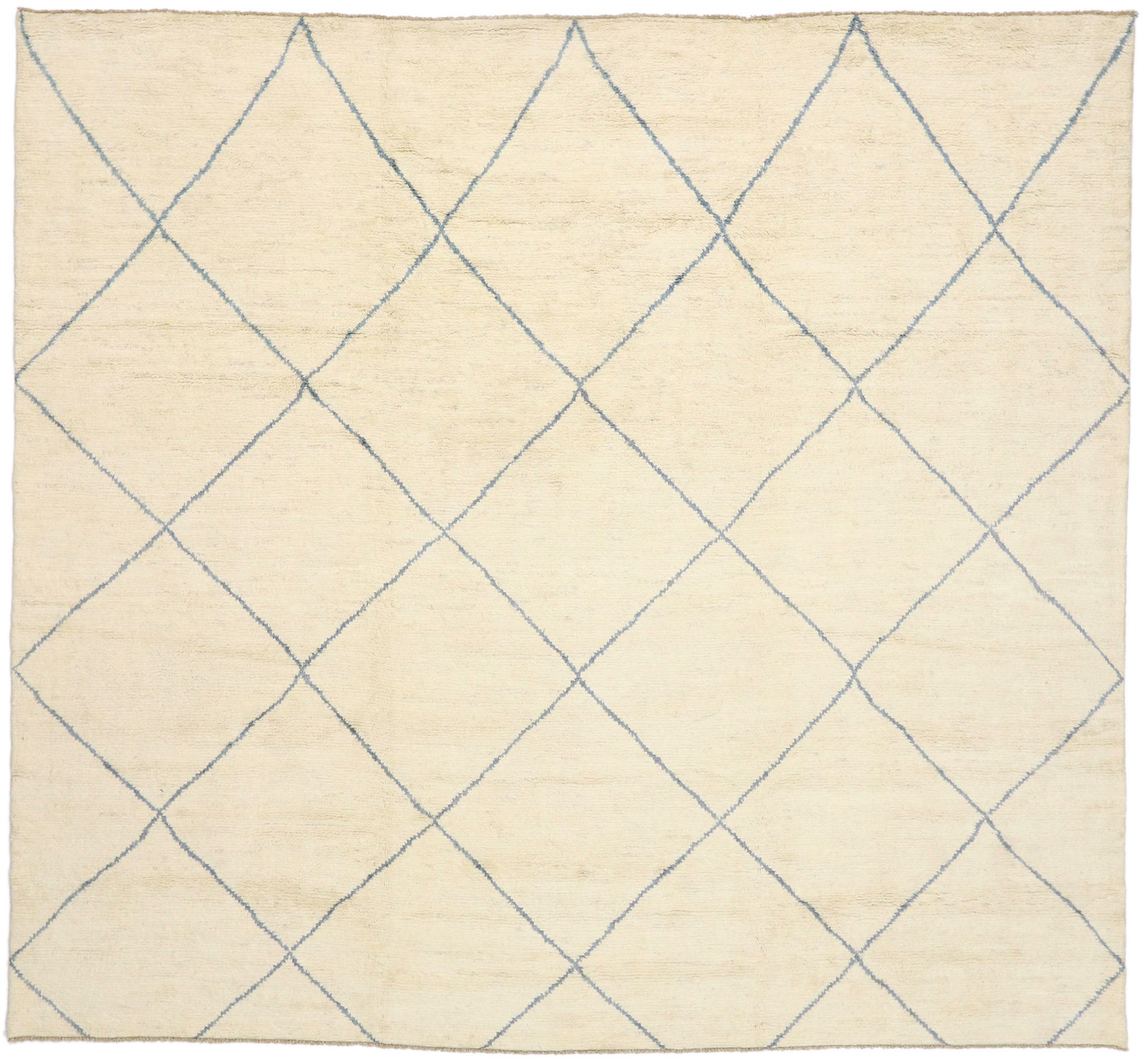 Großer organischer, moderner marokkanischer Teppich, minimalistisch, Shibui auf böhmischem Charme