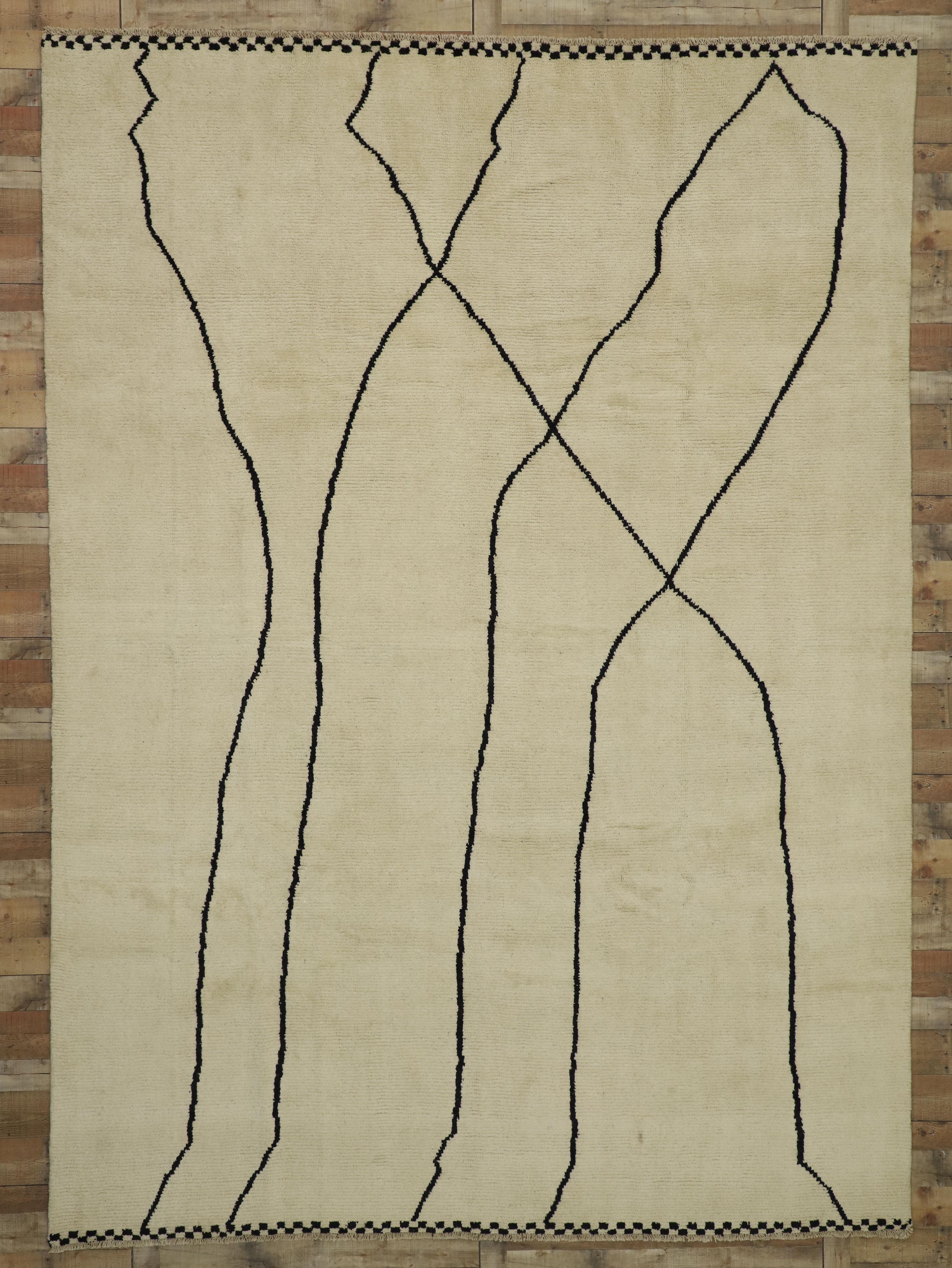 New Contemporary Moroccan Area Rug with Minimalist Style For Sale 9
