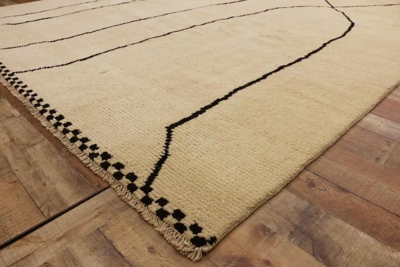 New Contemporary Moroccan Area Rug with Minimalist Style For Sale 4