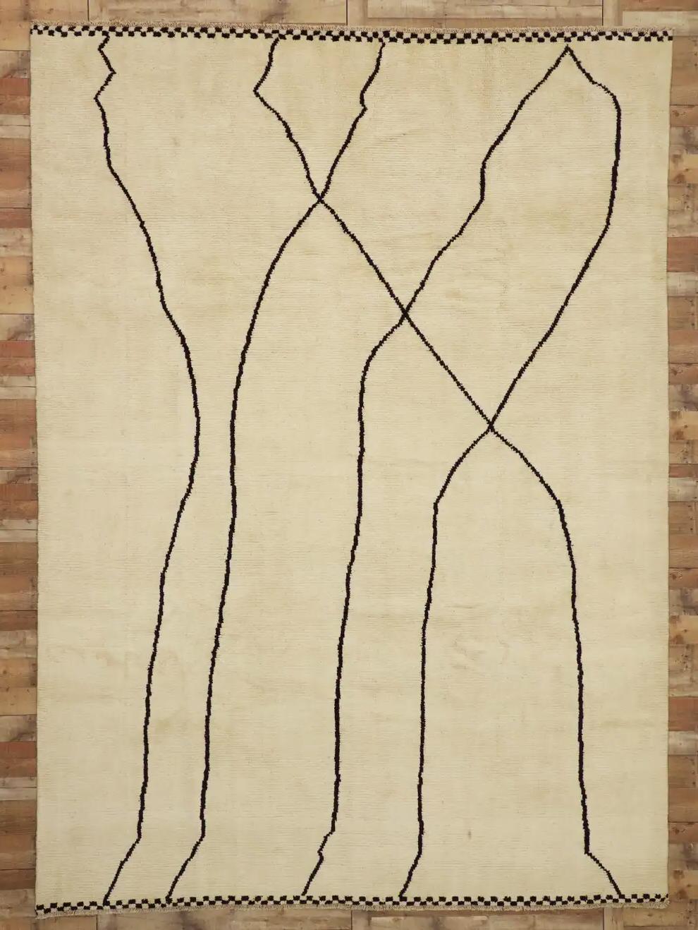New Contemporary Moroccan Area Rug with Minimalist Style For Sale 8