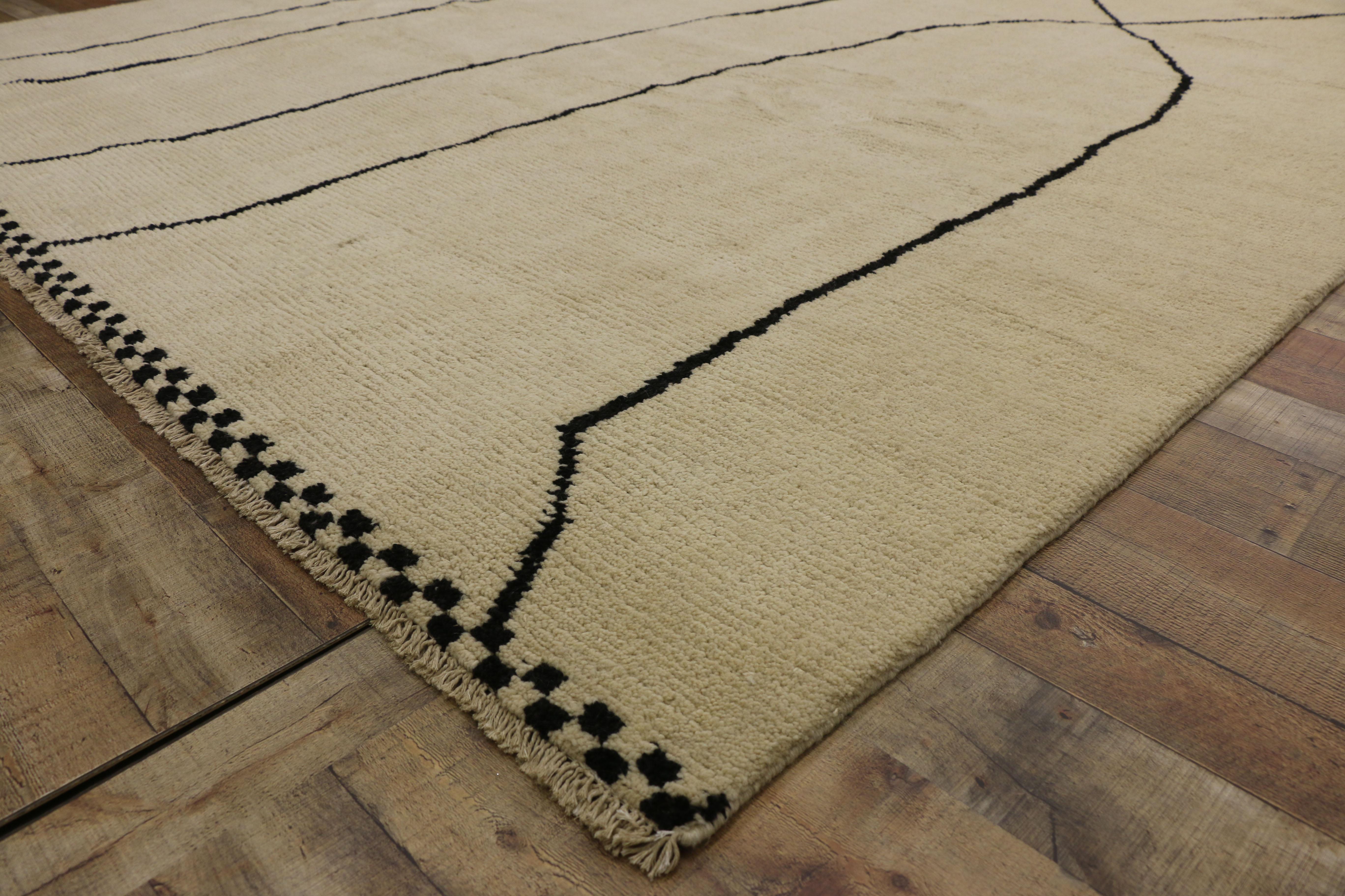 New Contemporary Moroccan Area Rug with Minimalist Style For Sale 5