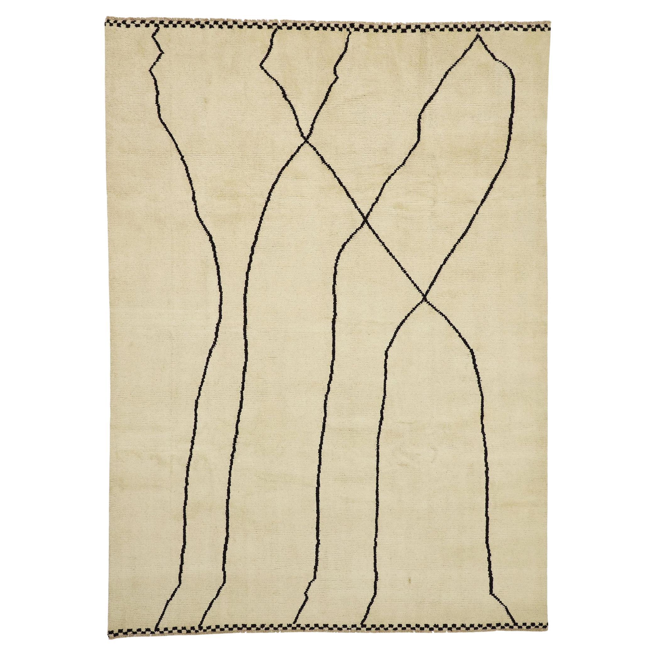 New Contemporary Moroccan Area Rug with Minimalist Style For Sale