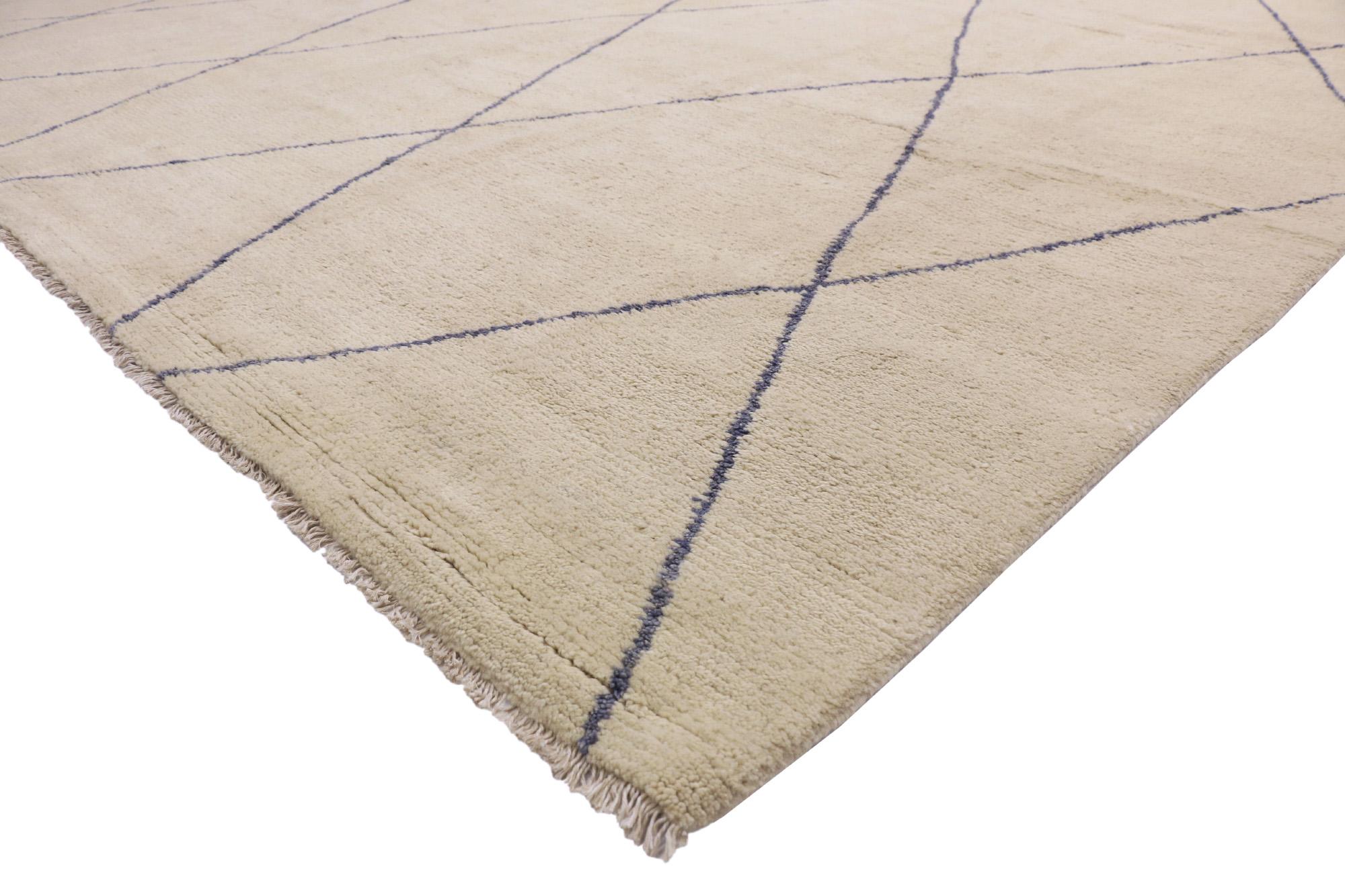 80506 New Modern Moroccan Area Rug, 12'01 x 15'10. Les tapis marocains pakistanais sont fabriqués au Pakistan et s'inspirent des designs et motifs traditionnels des tapis marocains. Ils présentent généralement des motifs géométriques, des couleurs