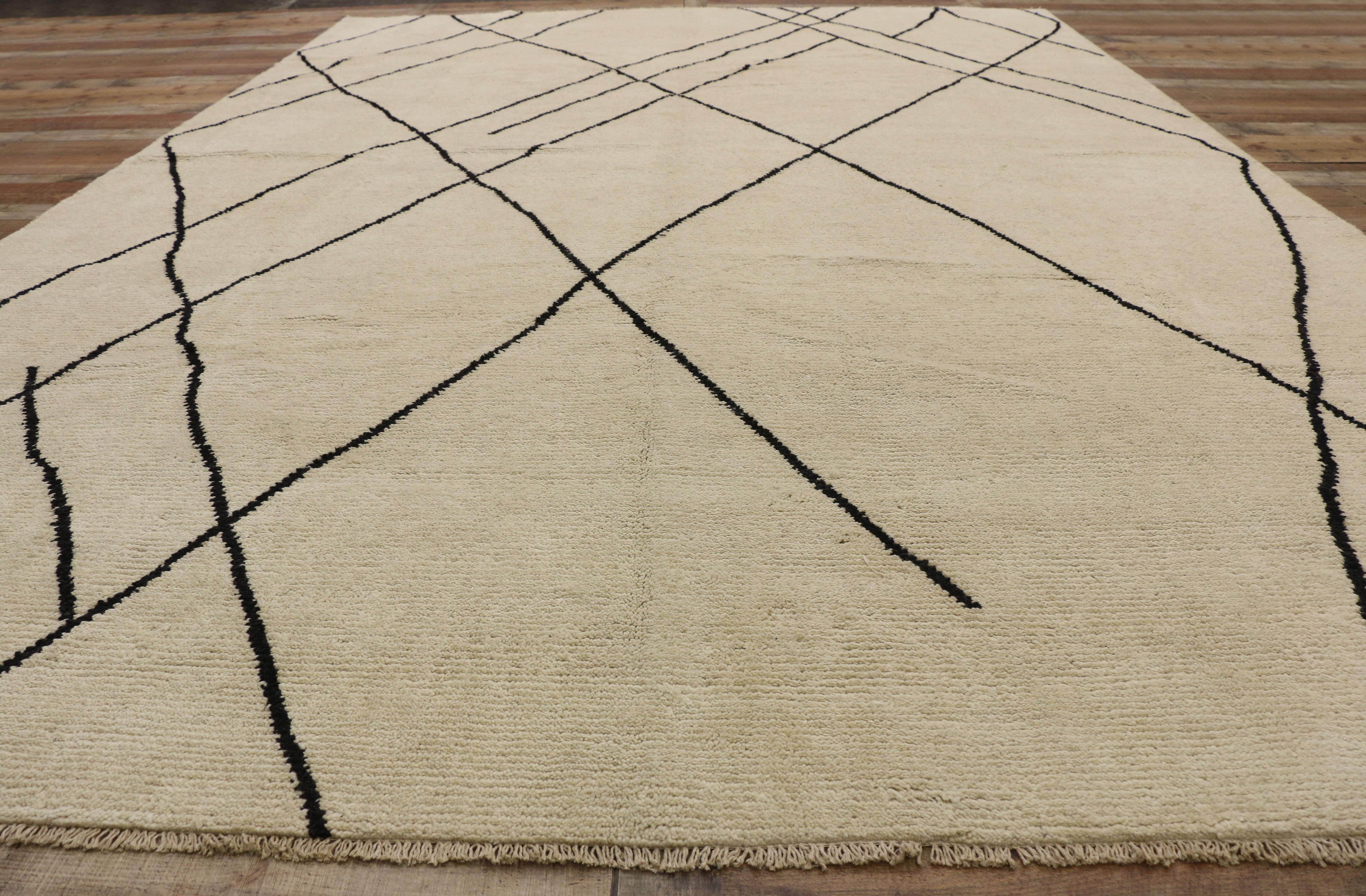 Wool New Contemporary Moroccan Area Rug with Modern Style For Sale