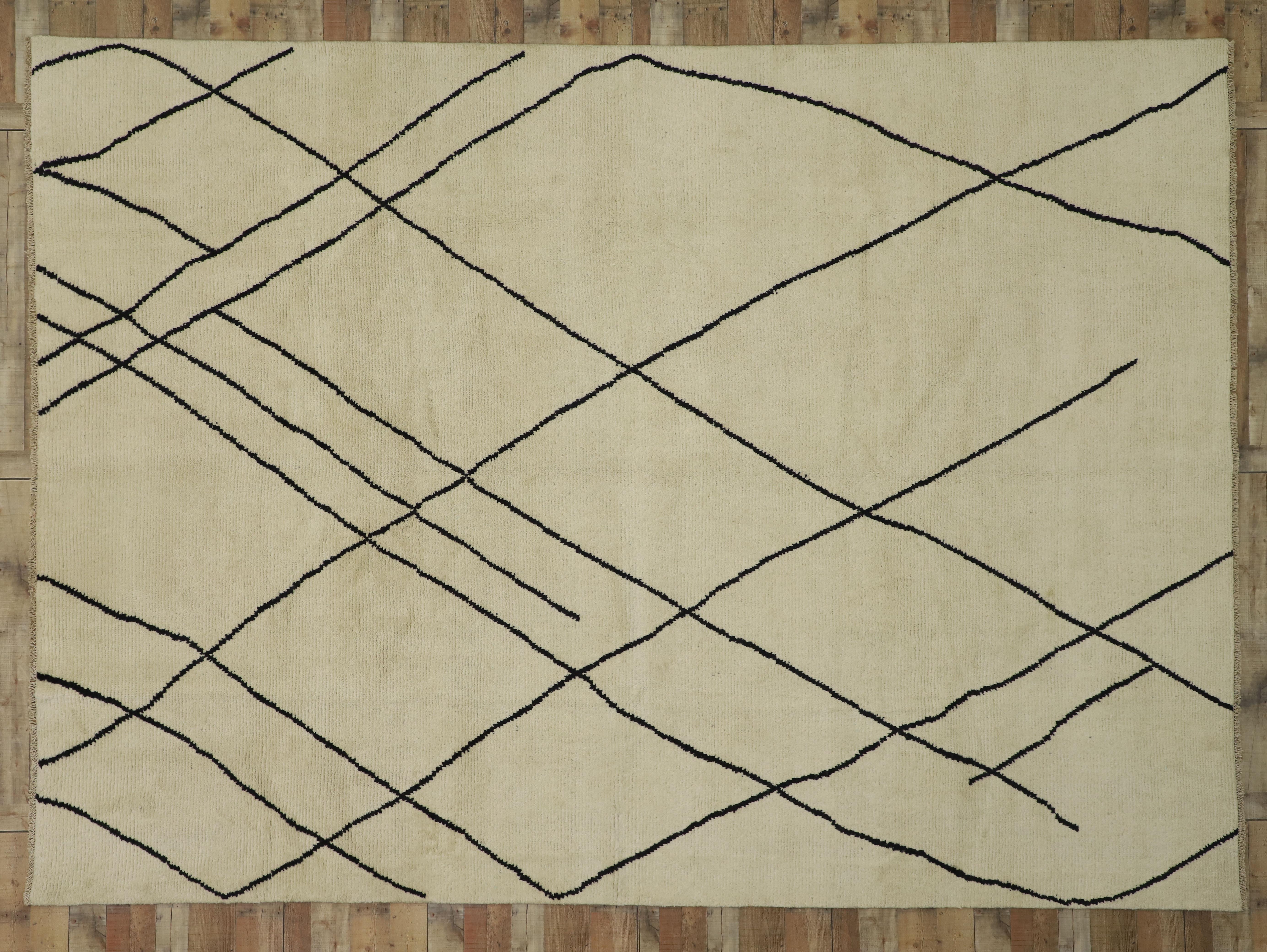 New Contemporary Moroccan Area Rug with Modern Style For Sale 1