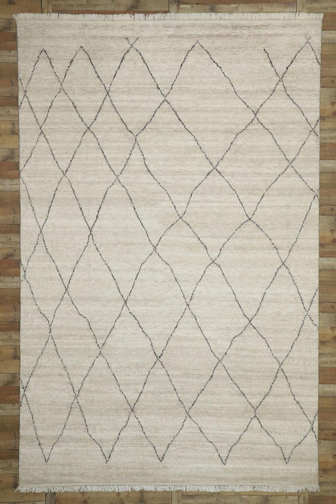Wool New Contemporary Moroccan Area Rug with Modernist Style and Hygge Vibes