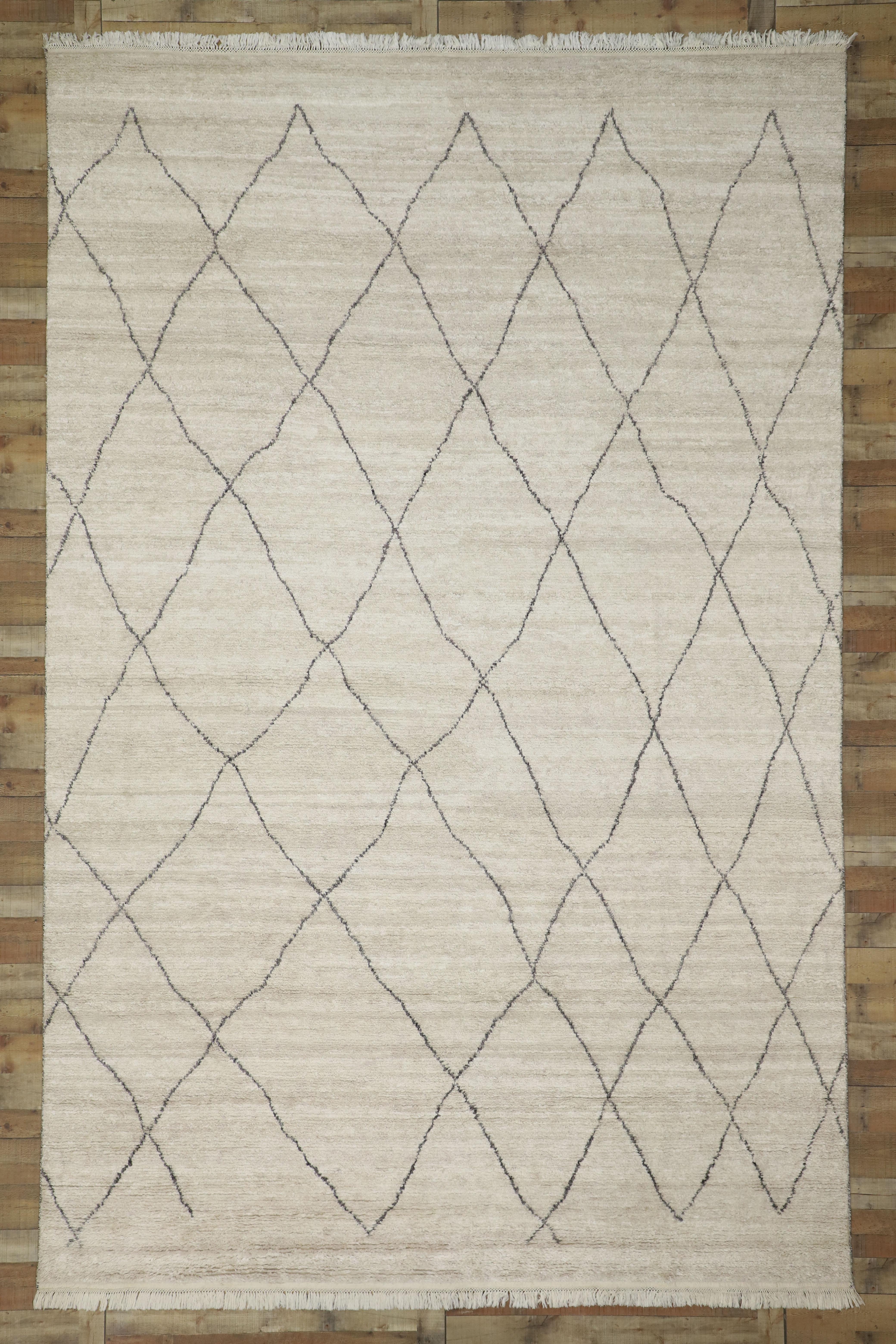New Contemporary Moroccan Area Rug with Modernist Style and Hygge Vibes 1