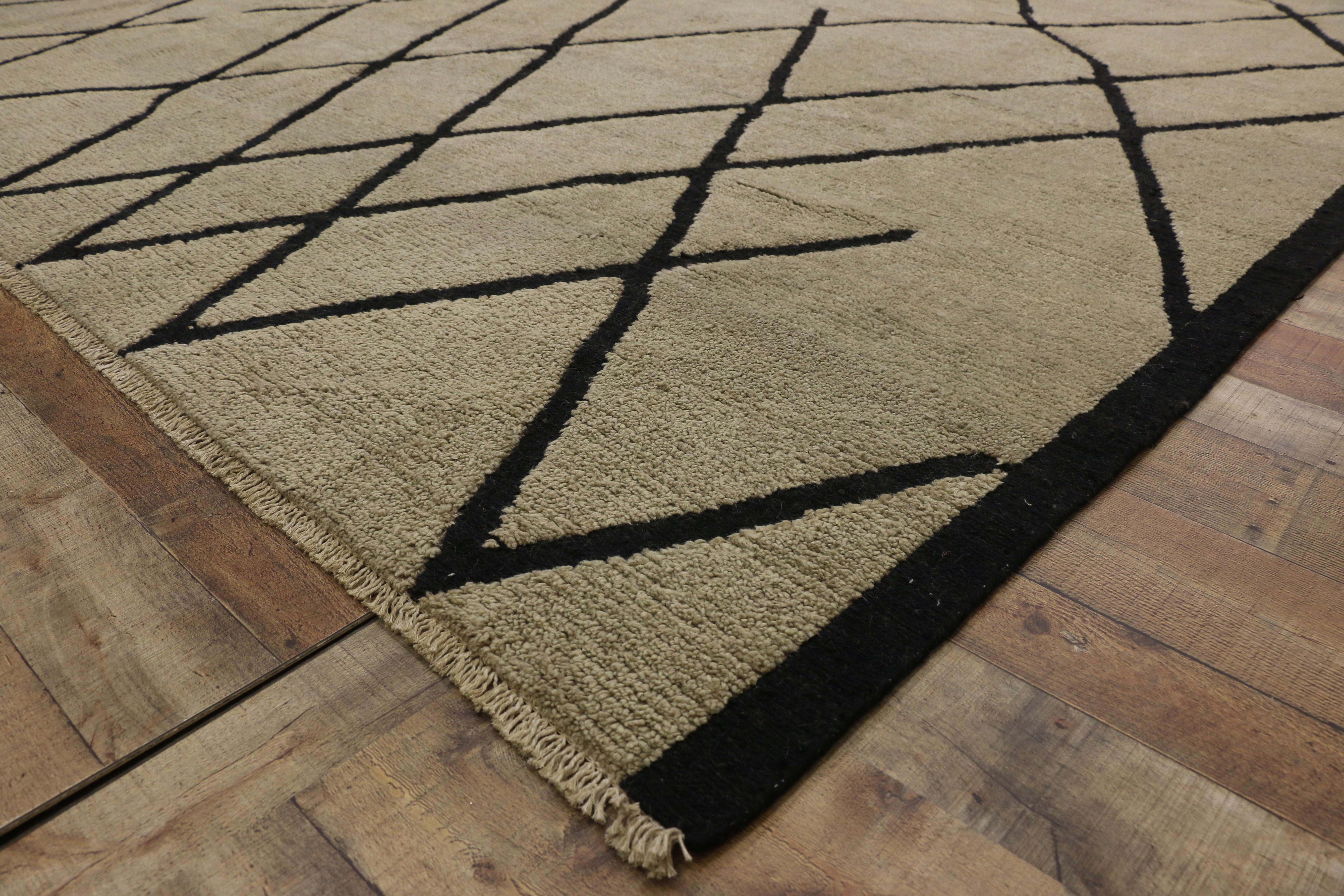 Wool New Contemporary Moroccan Area Rug with Modernist Style For Sale