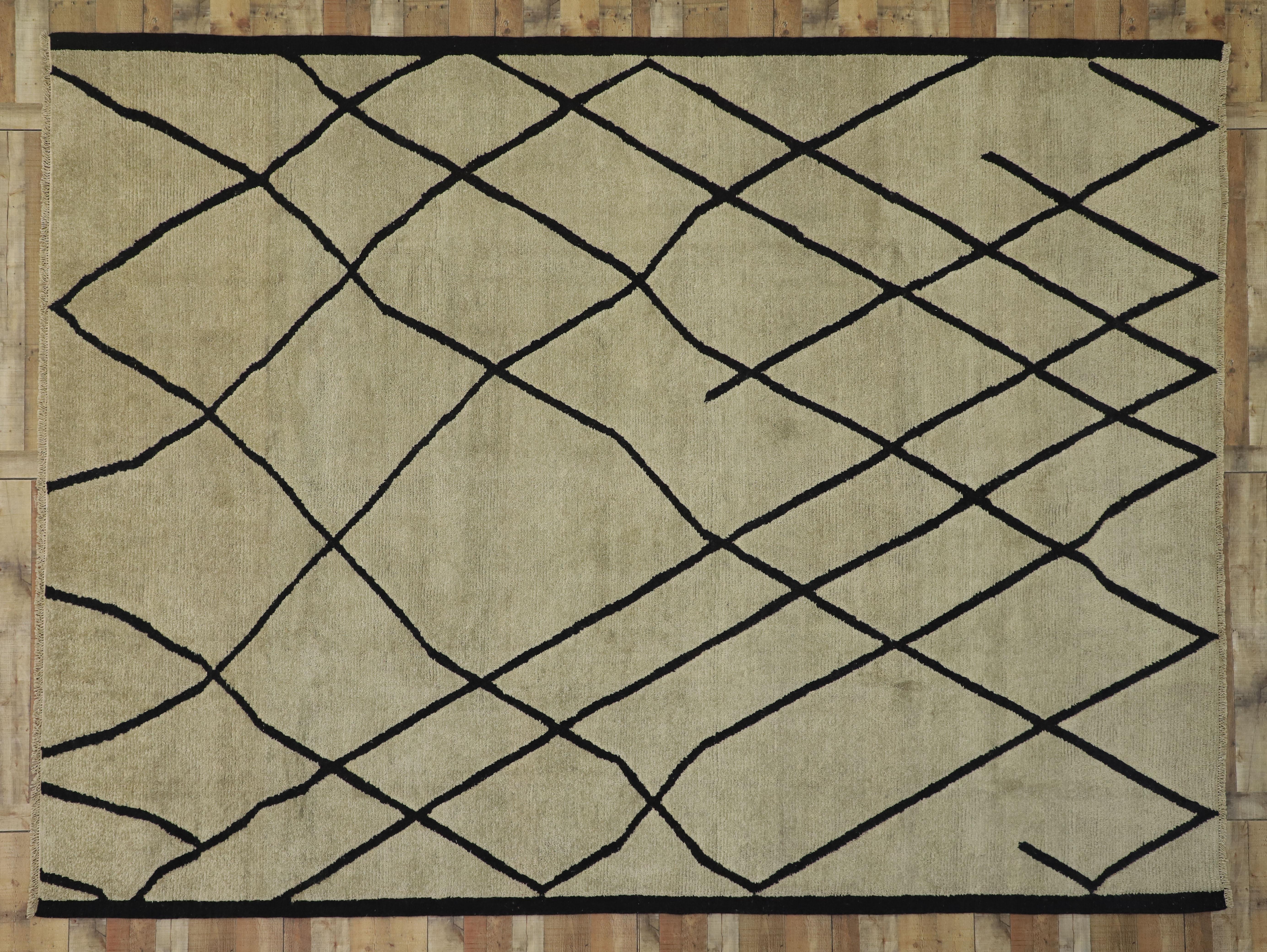 New Contemporary Moroccan Area Rug with Modernist Style For Sale 2