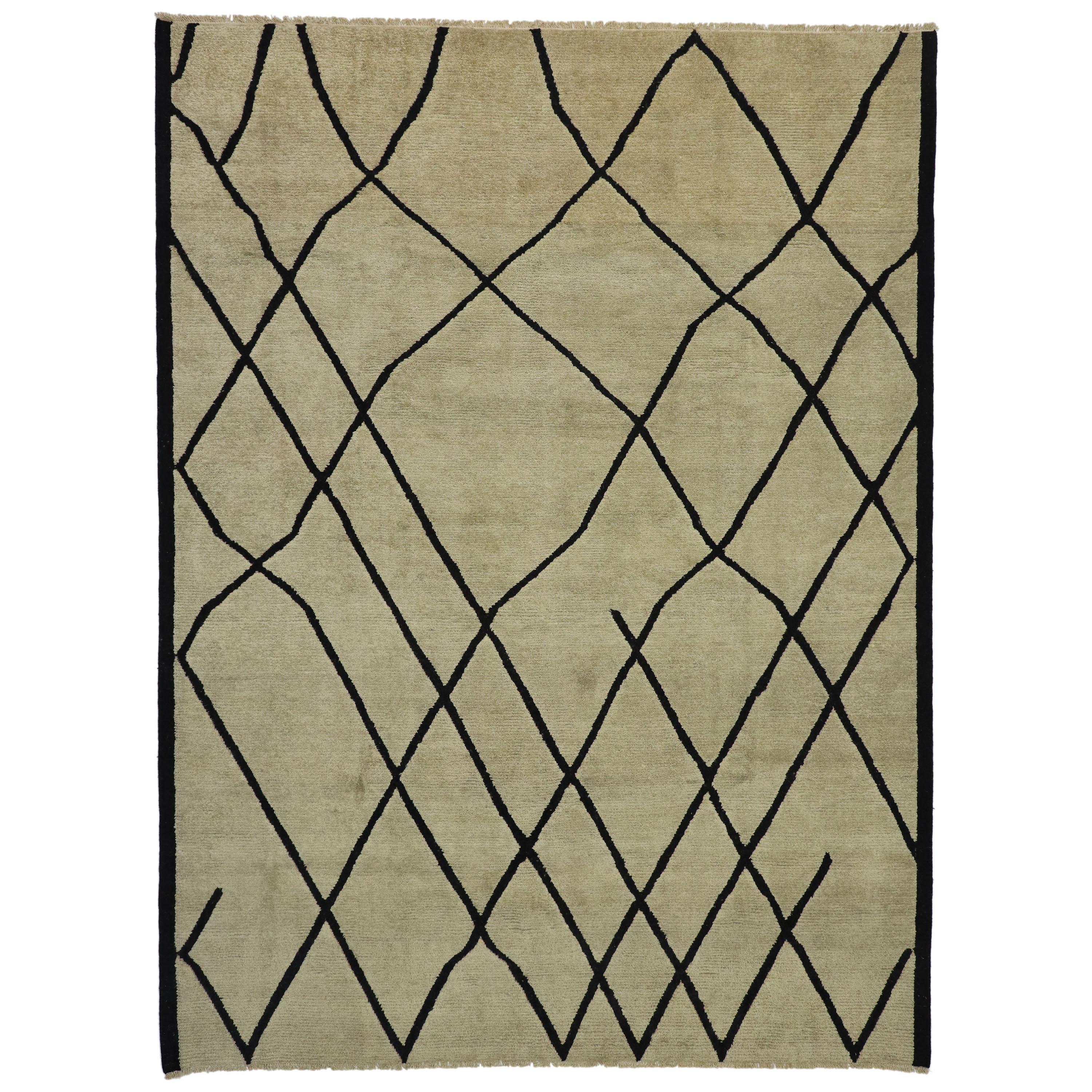 New Contemporary Moroccan Area Rug with Modernist Style For Sale
