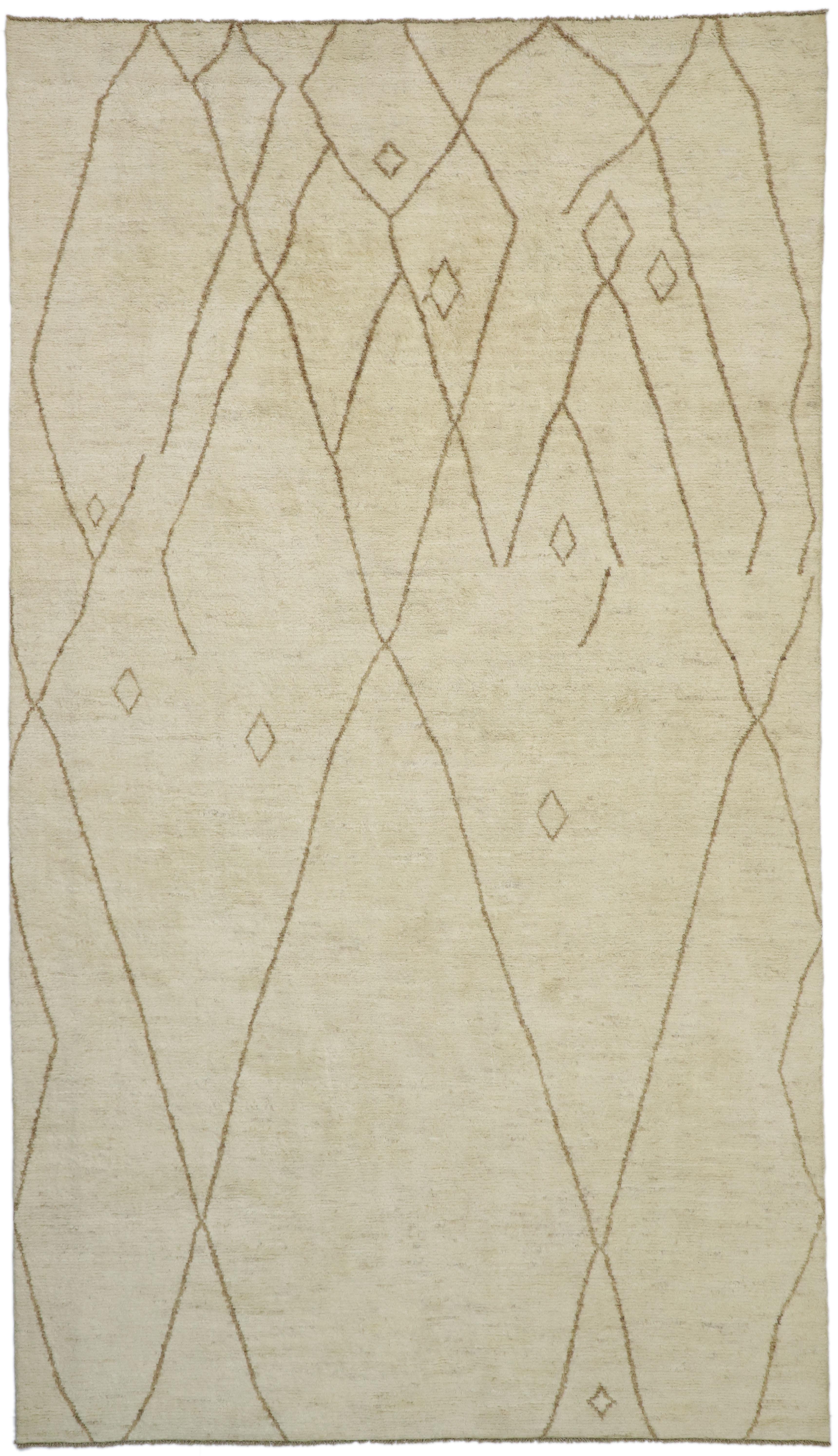 New Contemporary Moroccan Area Rug with Nomadic and Minimalist Style 1