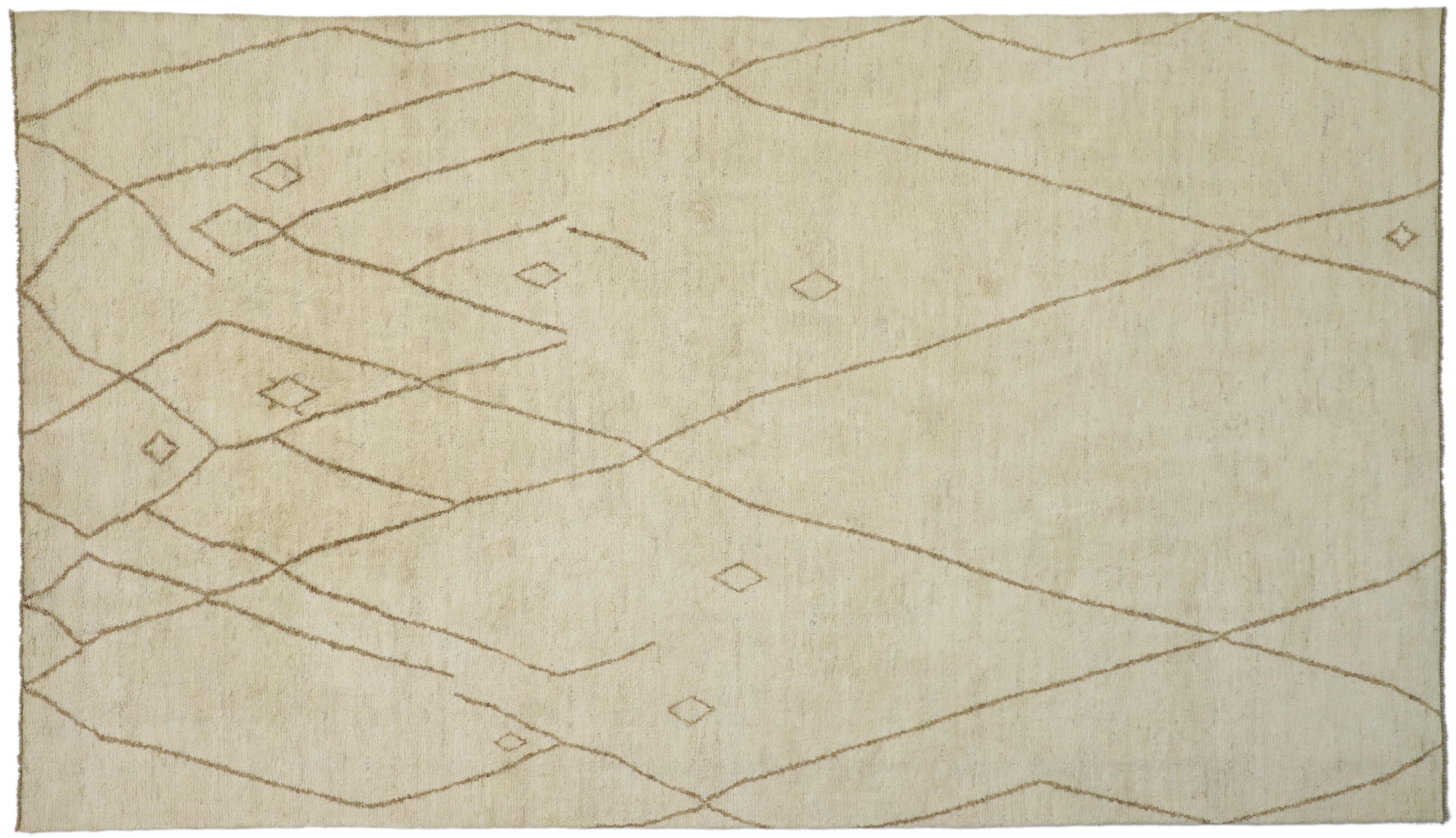 New Contemporary Moroccan Area Rug with Nomadic and Minimalist Style 2