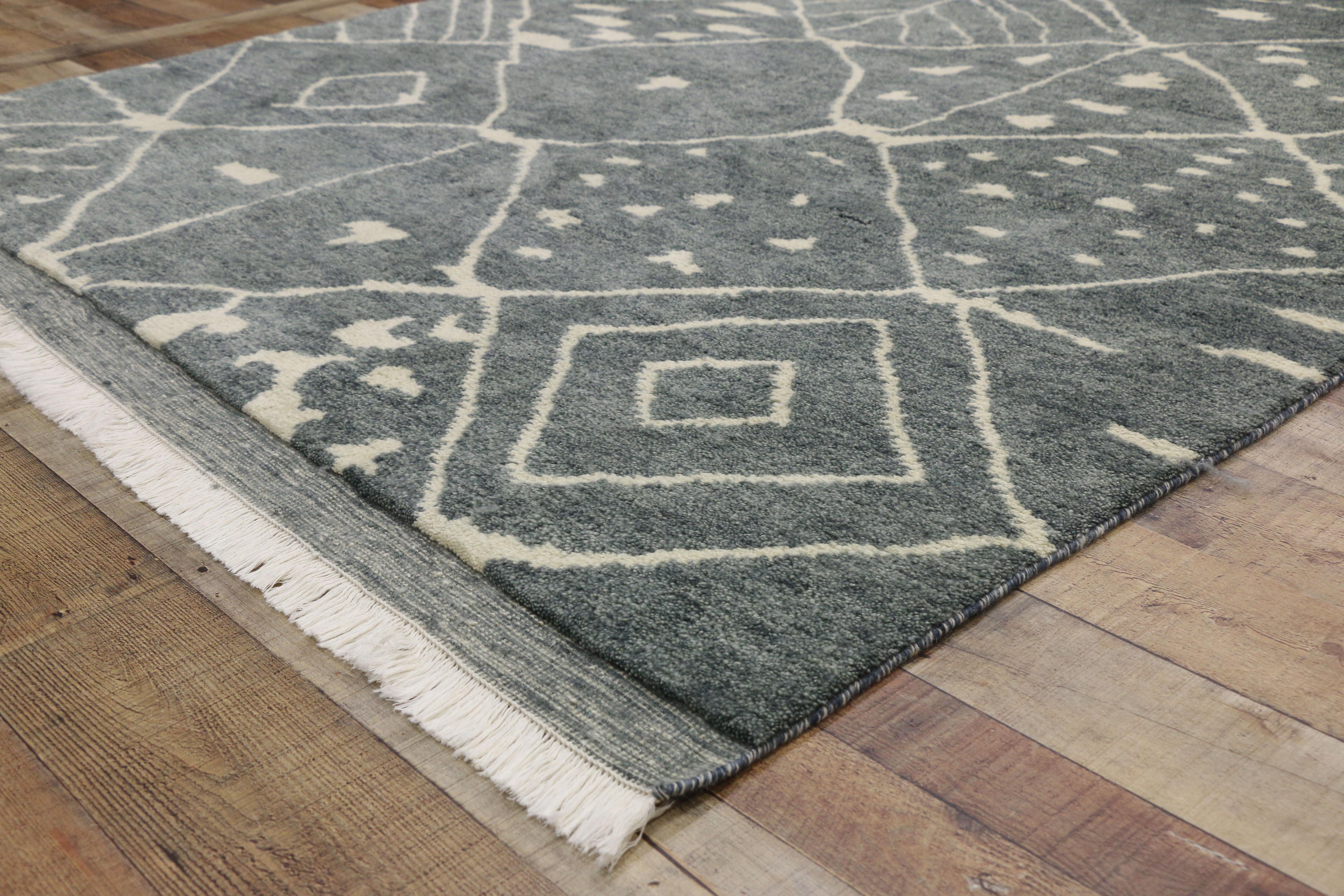 Wool New Contemporary Moroccan Area Rug with Organic Modern and Hygge Style For Sale