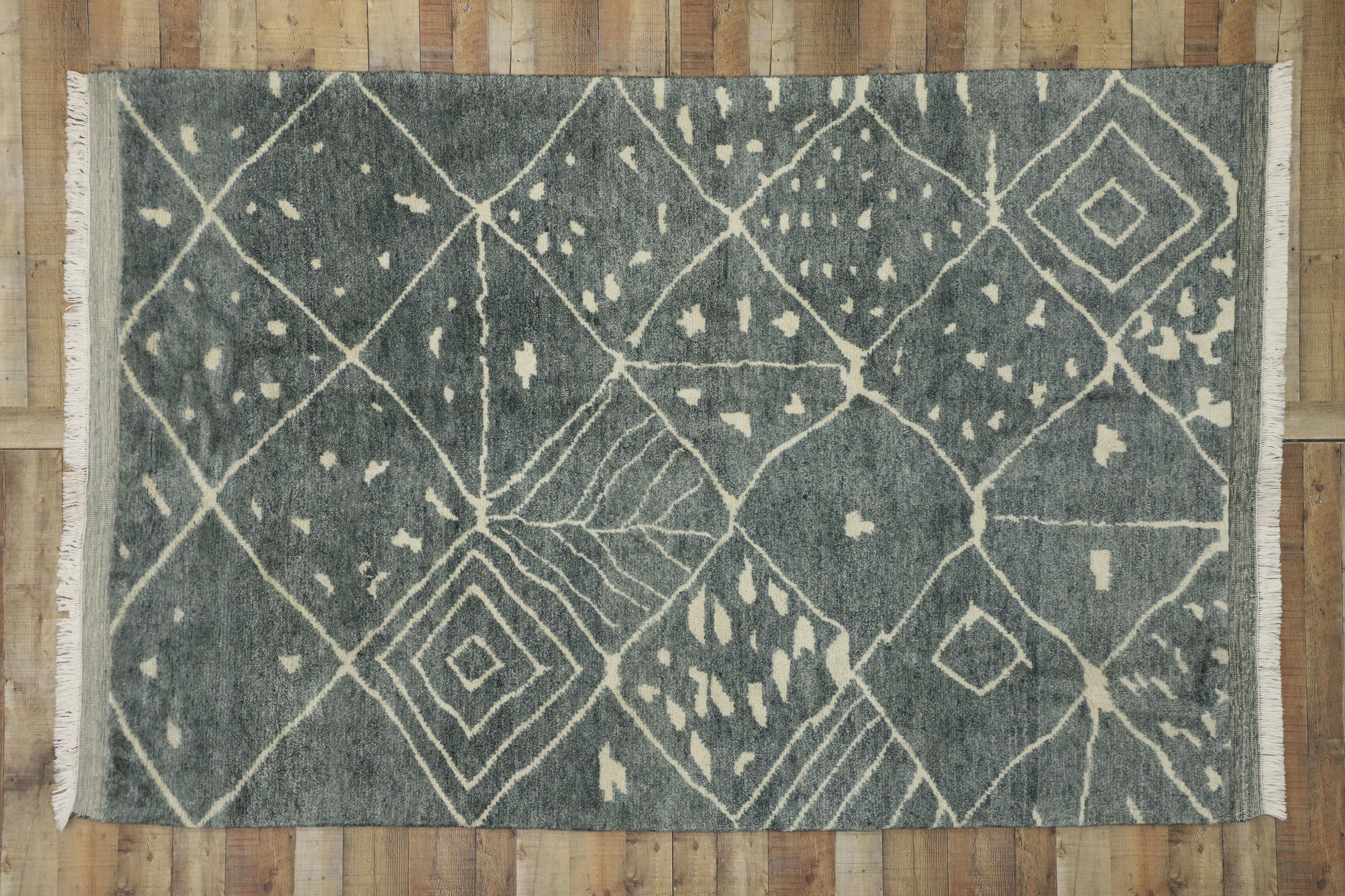 New Contemporary Moroccan Area Rug with Organic Modern and Hygge Style For Sale 1