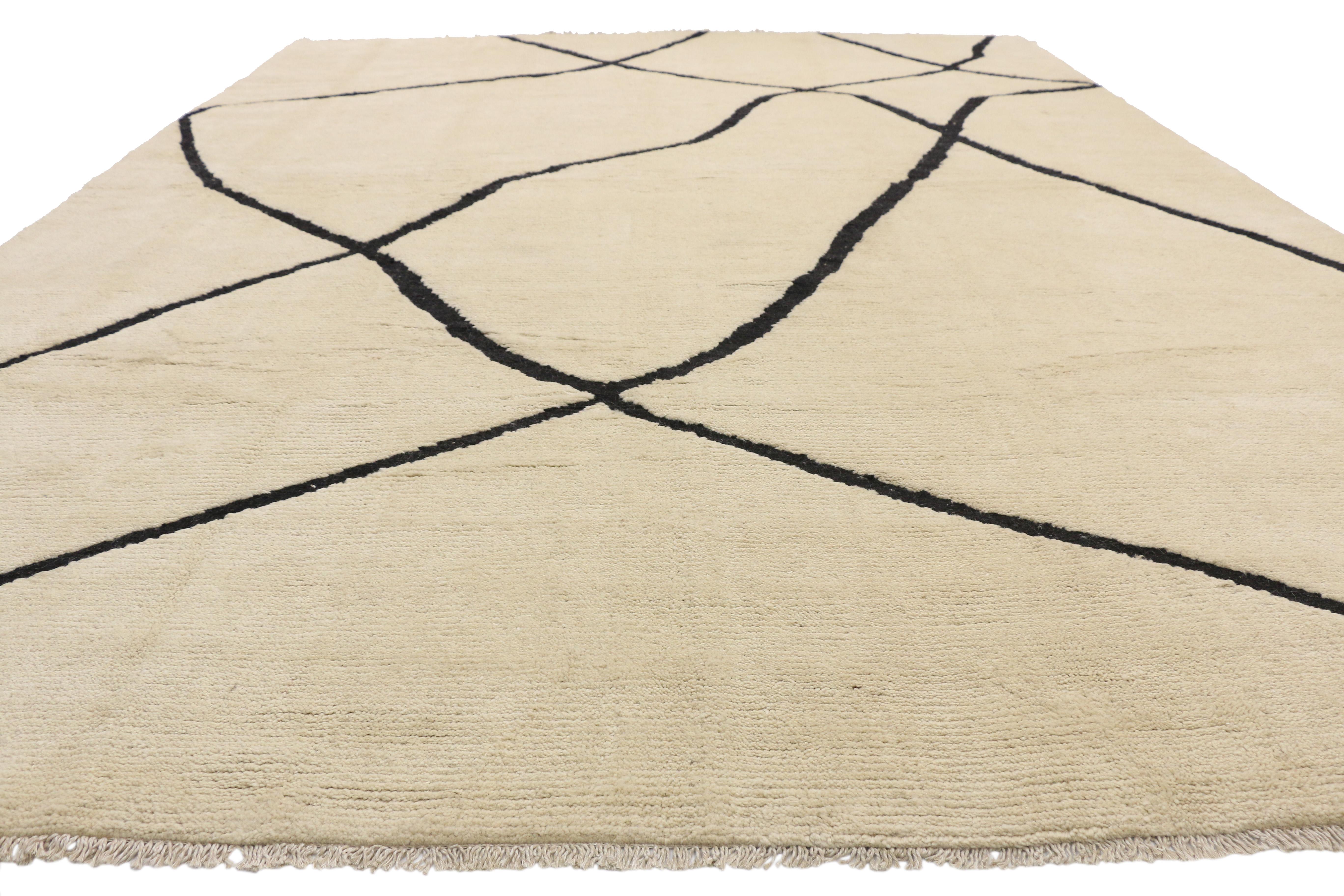 Pakistani New Contemporary Moroccan Area Rug with Organic Modern Style