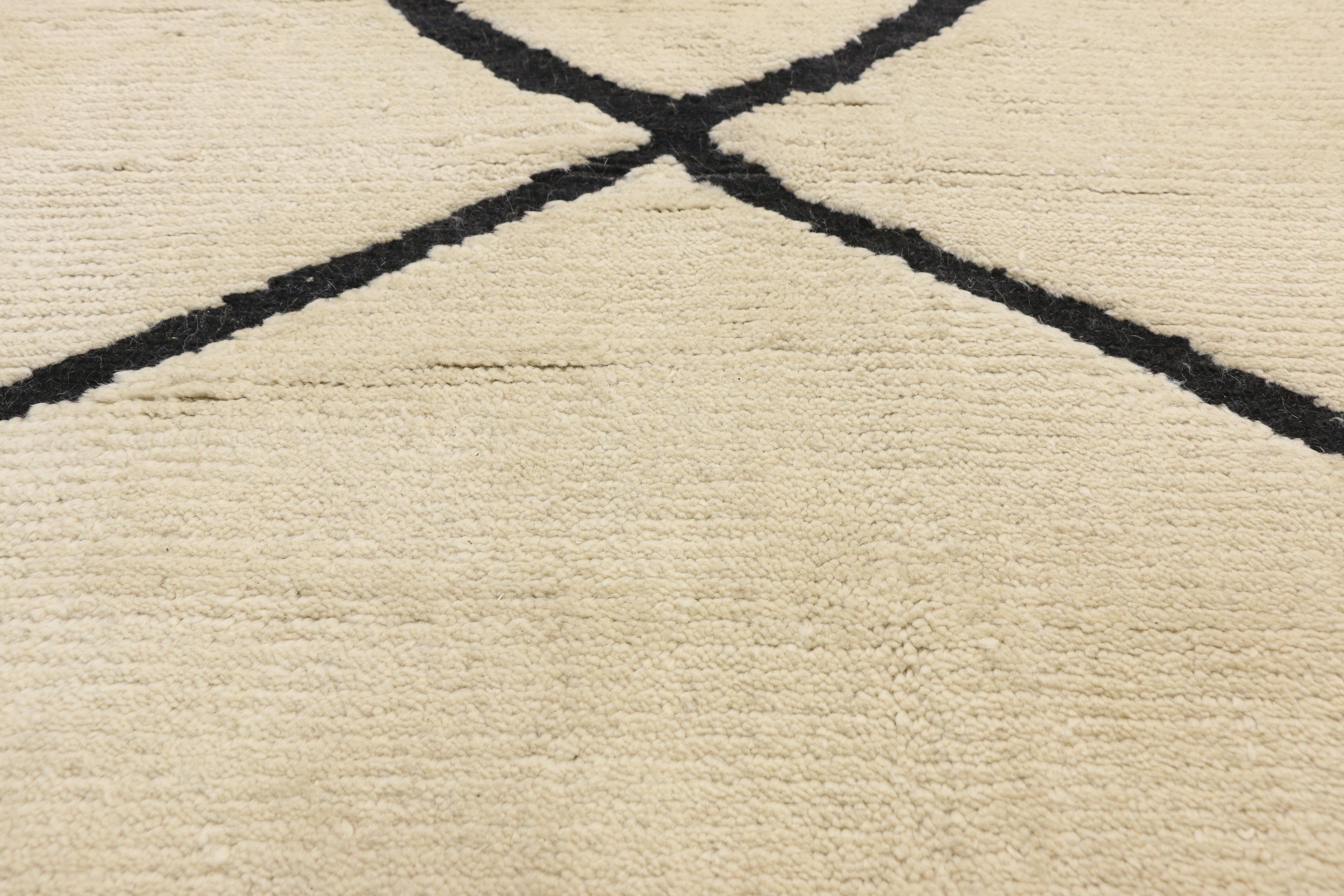 Hand-Knotted New Contemporary Moroccan Area Rug with Organic Modern Style