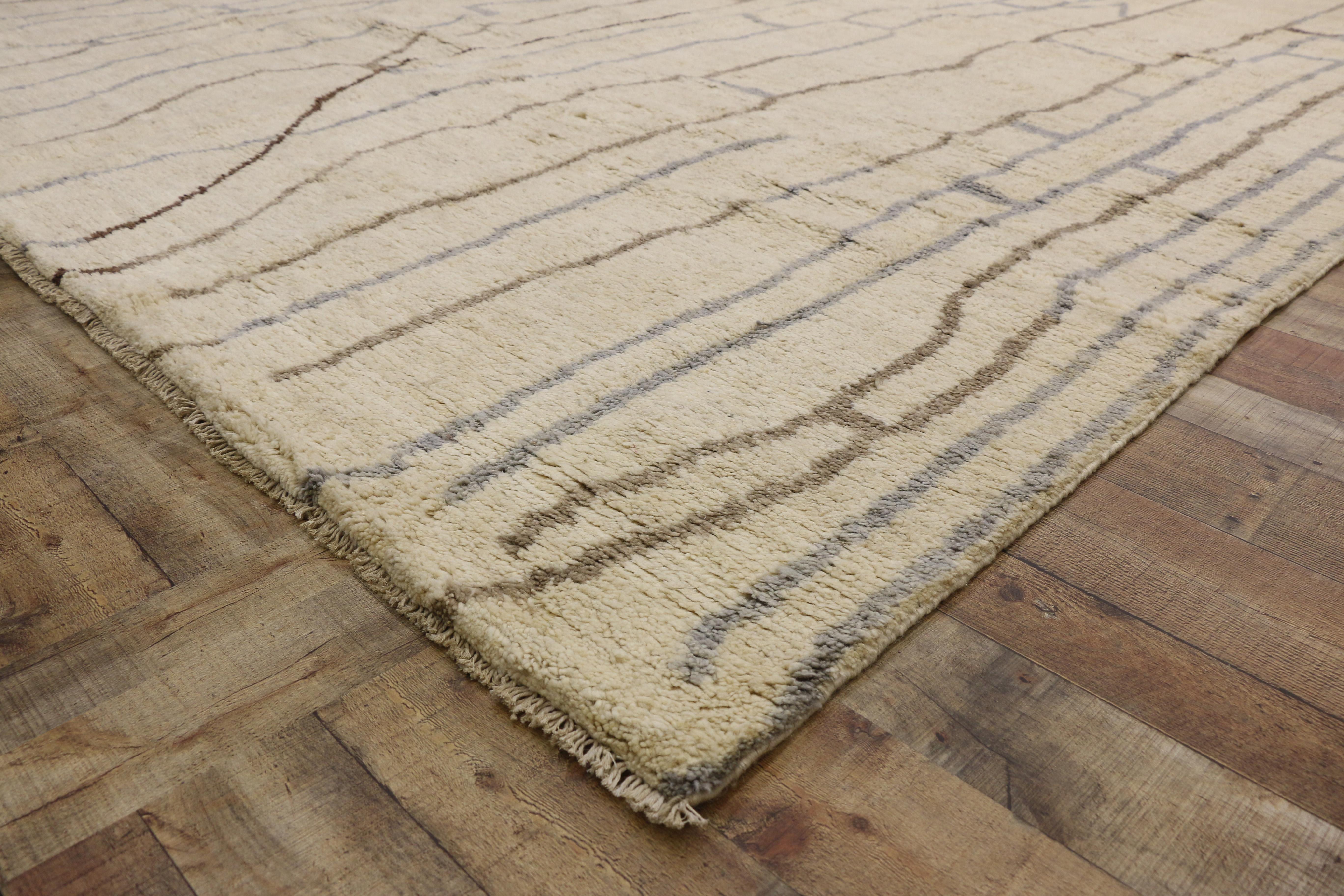 Organic Modern Moroccan Area Rug, Wabi-Sabi Meets Earth-Tone Elegance In New Condition For Sale In Dallas, TX