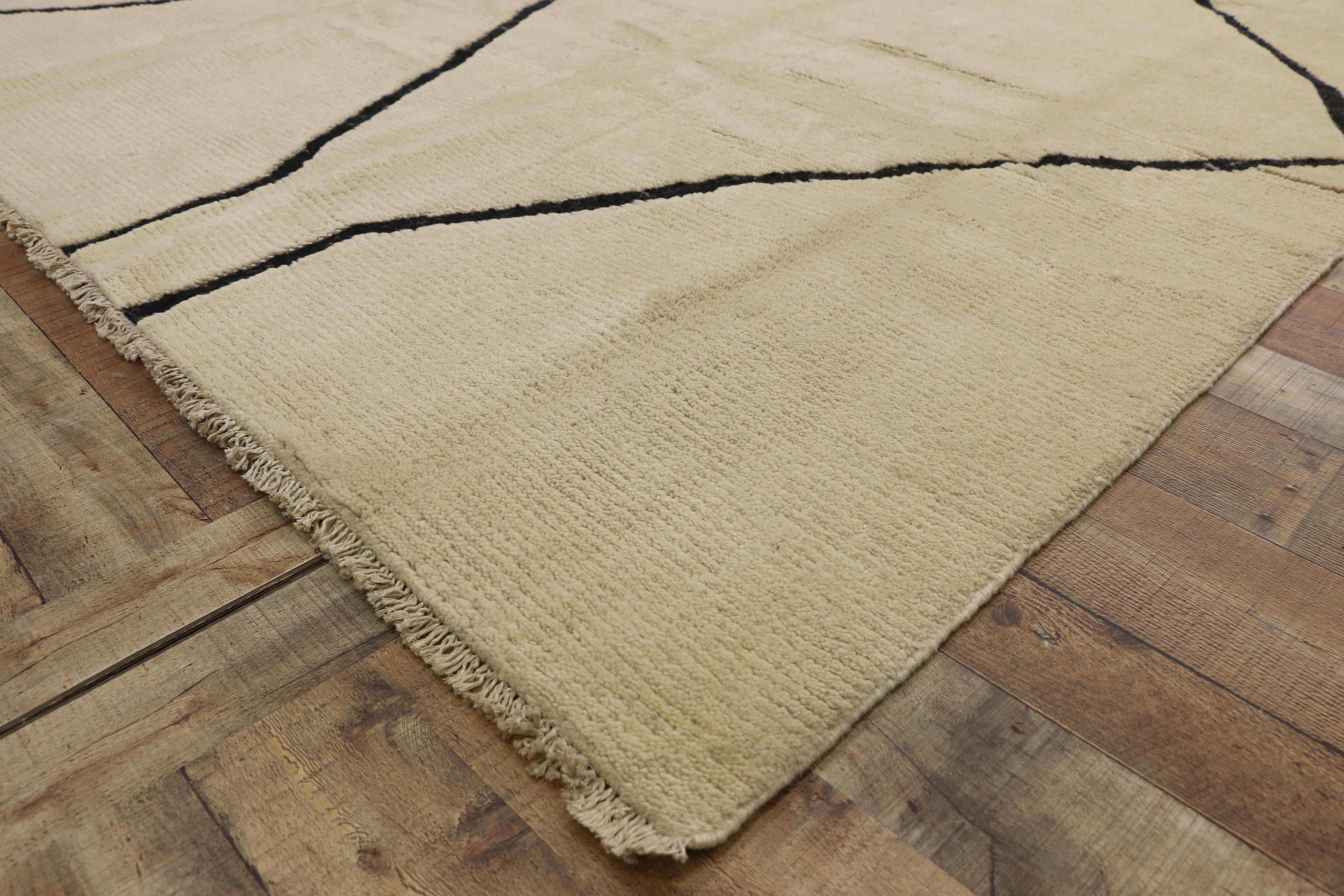 Wool New Contemporary Moroccan Area Rug with Organic Modern Style For Sale