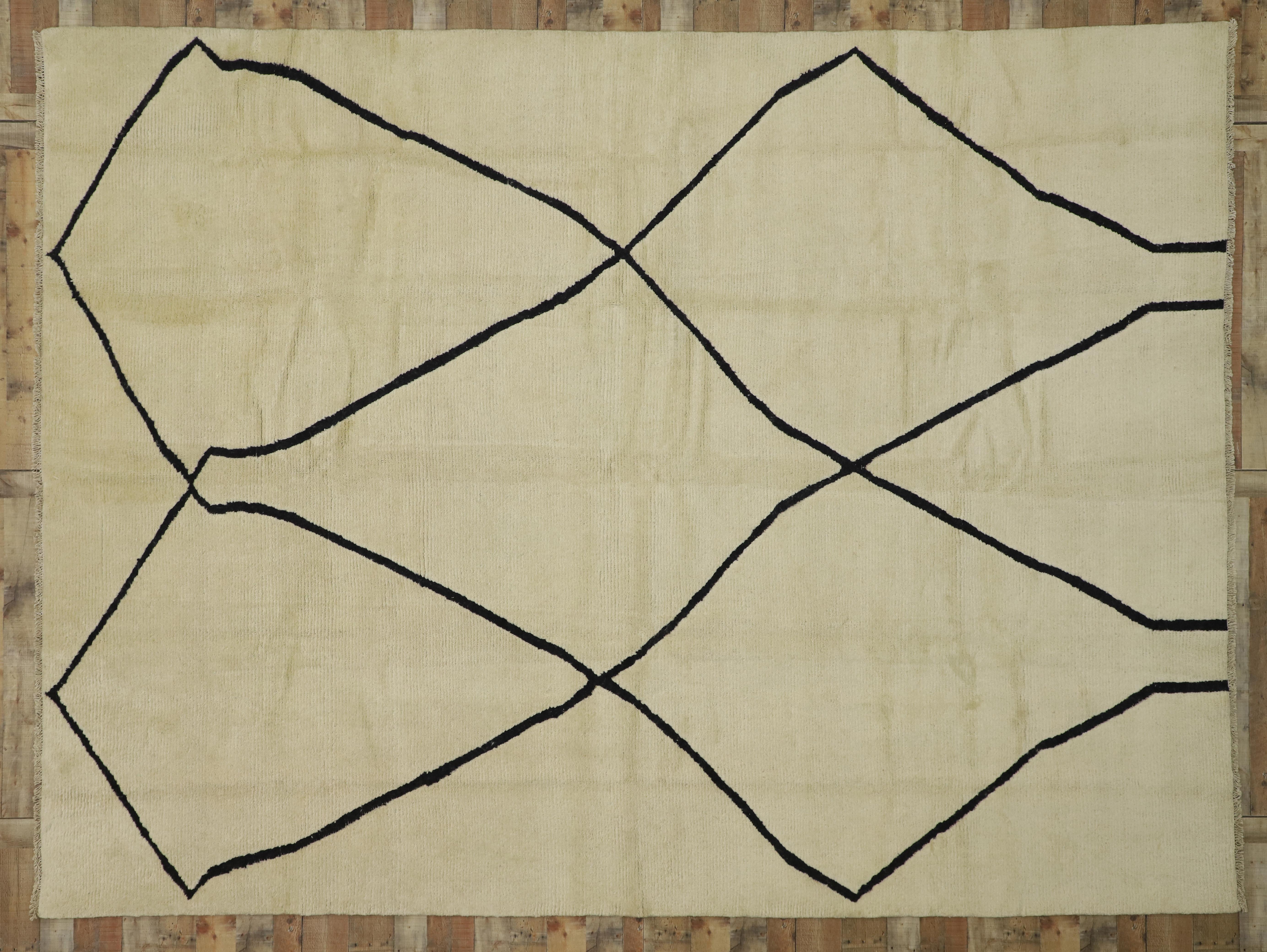 Laine Nouveau tapis marocain contemporain de style moderne et organique en vente